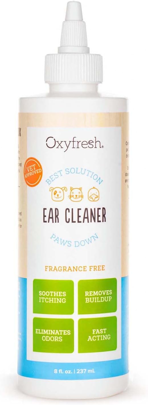 Oxyfresh Advanced Pet Ear Cleaner – Best Dog Ear Cleaner Solution – Helps with Yeast, Wax, Dirt & Itchy Ear Canal – Cleaning, Soothing, & Sting-Free Dog Ear Wash & Cat Ear Rinse 8oz Oxyfresh Advanced Pet Ear Cleaner – Best Dog Ear Cleaner Solution – Helps with Yeast, Wax, Dirt & Itchy Ear Canal – Cleaning, Soothing, & Sting-Free Dog Ear Wash & Cat Ear Rinse 8oz