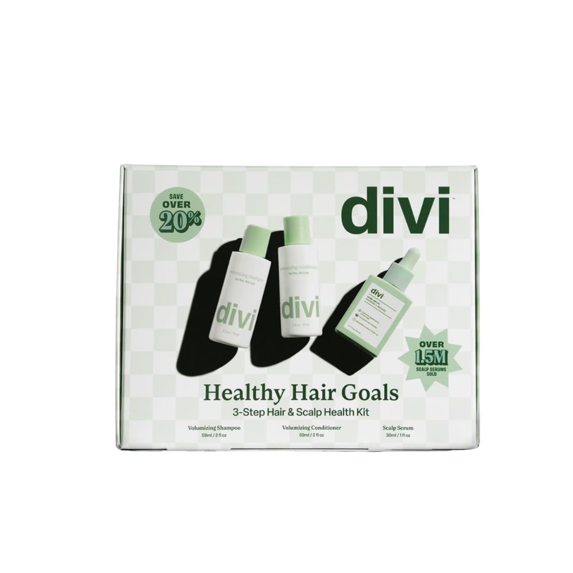 Divi Healthy Hair Goals Bundle – 30ml Hair Serum, 2 Fl Oz Volumizing Shampoo, & 2 Fl Oz Volumizing Conditioner Divi Healthy Hair Goals Bundle – 30ml Hair Serum, 2 Fl Oz Volumizing Shampoo, & 2 Fl Oz Volumizing Conditioner