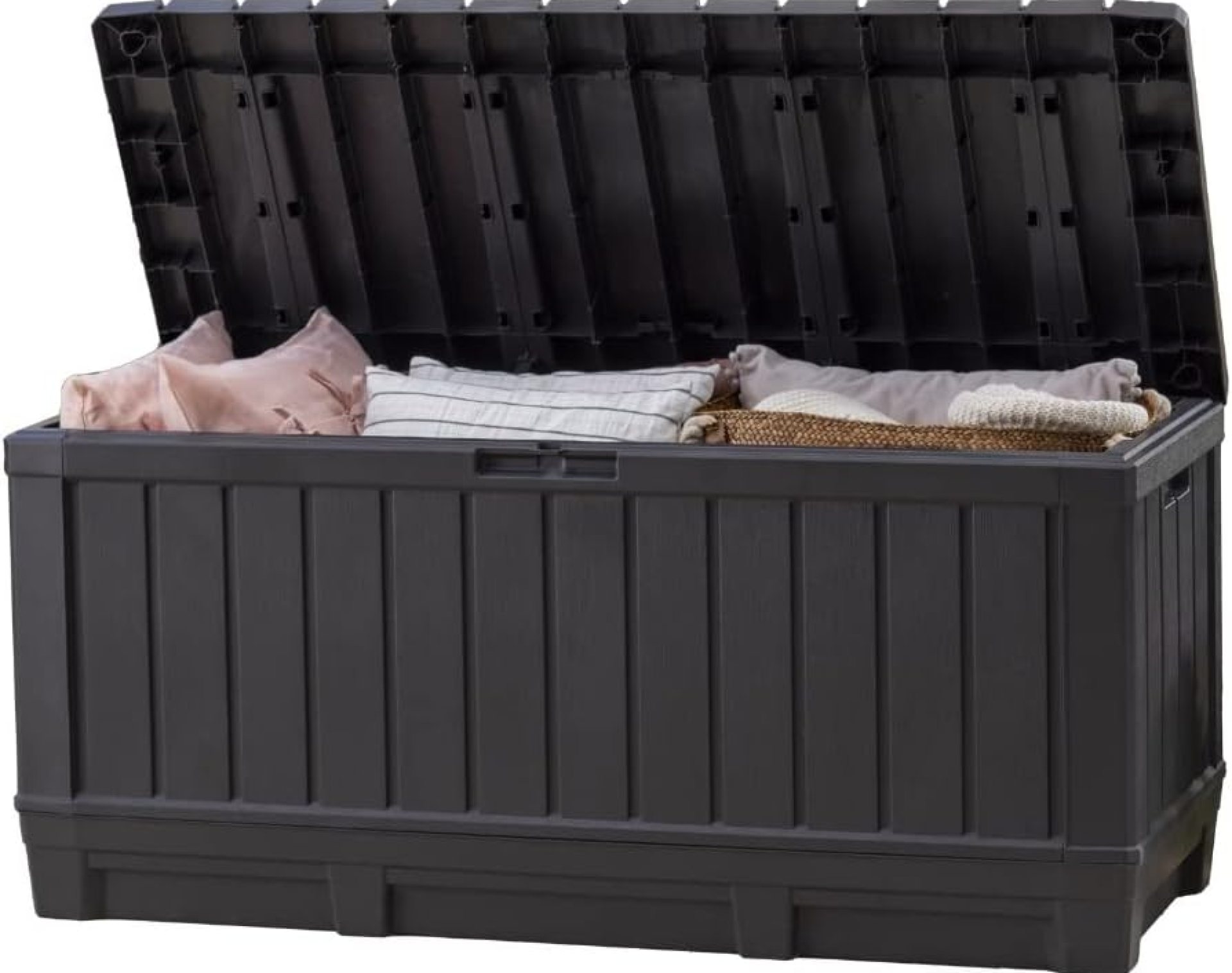 Keter Kentwood 92 Gallon Resin Deck Box-Organization and Storage for Patio Furniture Outdoor Cushions, Throw Pillows, Garden Tools and Pool Floats, Dark Grey Keter Kentwood 92 Gallon Resin Deck Box-Organization and Storage for Patio Furniture Outdoor Cushions, Throw Pillows, Garden Tools and Pool Floats, Dark Grey