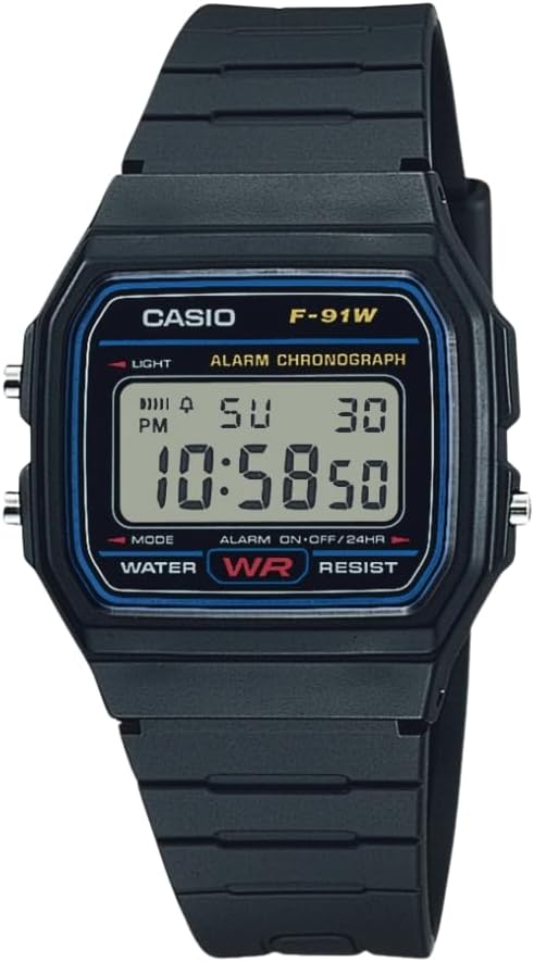 Casio F91W Series | Digital Watch | Water Resistant | LED Light | 1/100 SEC Stopwatch | Regular Time Keeping (HR, Min, SEC, PM, Date, Day) | Daily Alarm | Lightweight | 7 Year Battery Casio F91W Series | Digital Watch | Water Resistant | LED Light | 1/100 SEC Stopwatch | Regular Time Keeping (HR, Min, SEC, PM, Date, Day) | Daily Alarm | Lightweight | 7 Year Battery