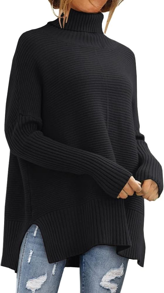 LILLUSORY Women’s Oversized Turtleneck Sweaters Fall Batwing Sleeve Ribbed Tunic Sweater LILLUSORY Women’s Oversized Turtleneck Sweaters Fall Batwing Sleeve Ribbed Tunic Sweater