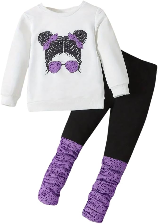 Kids Toddler Girls Clothes Figure Graphic Drop Shoulder Top Pullover Spotted Print Pants Fall Winter Outfit Set Kids Toddler Girls Clothes Figure Graphic Drop Shoulder Top Pullover Spotted Print Pants Fall Winter Outfit Set