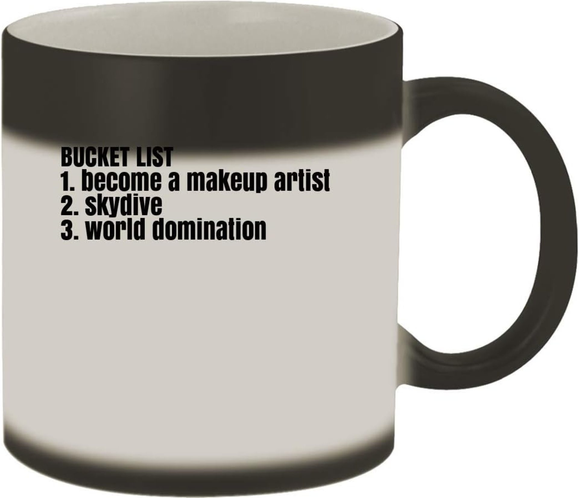 Funny Bucket List For A Makeup Artist – 11oz Color Changing Magic Coffee Mug, Matte Black Funny Bucket List For A Makeup Artist – 11oz Color Changing Magic Coffee Mug, Matte Black