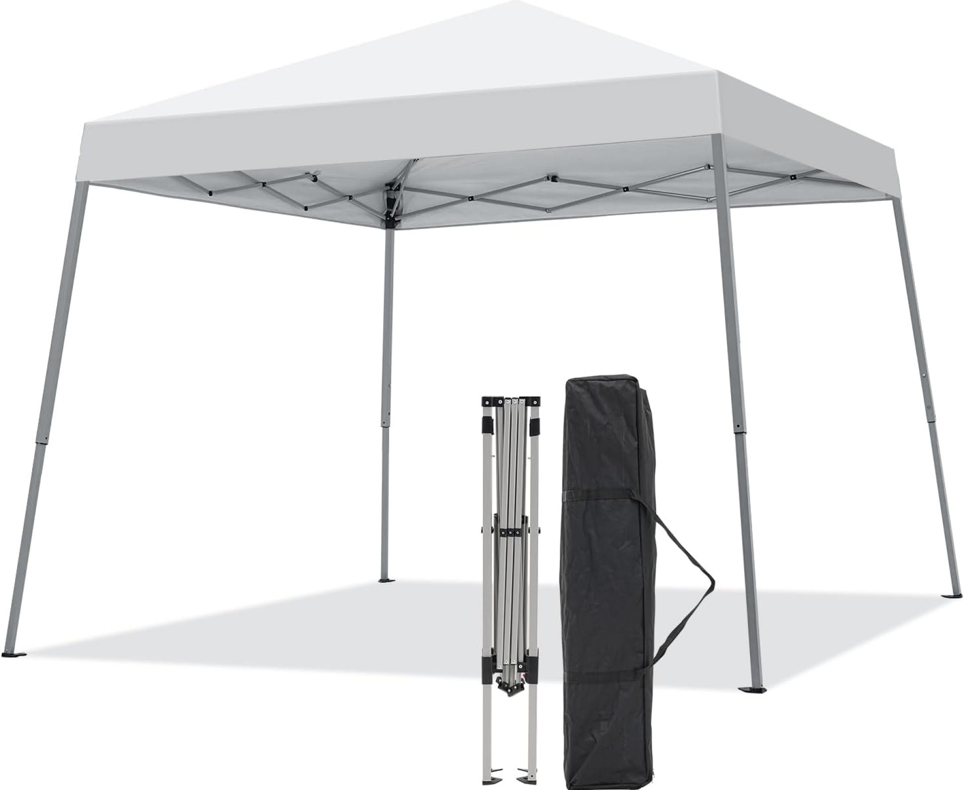 Canopy Tent, 10X10 FT Pop Up Canopy Outdoor Instant Tent Slant Legs with Carrying Bag, Portable Gazebo Shelter for Patio Deck Garden and Beach – 8X8 FT Canopy Cover (White) Canopy Tent, 10X10 FT Pop Up Canopy Outdoor Instant Tent Slant Legs with Carrying Bag, Portable Gazebo Shelter for Patio Deck Garden and Beach – 8X8 FT Canopy Cover (White)