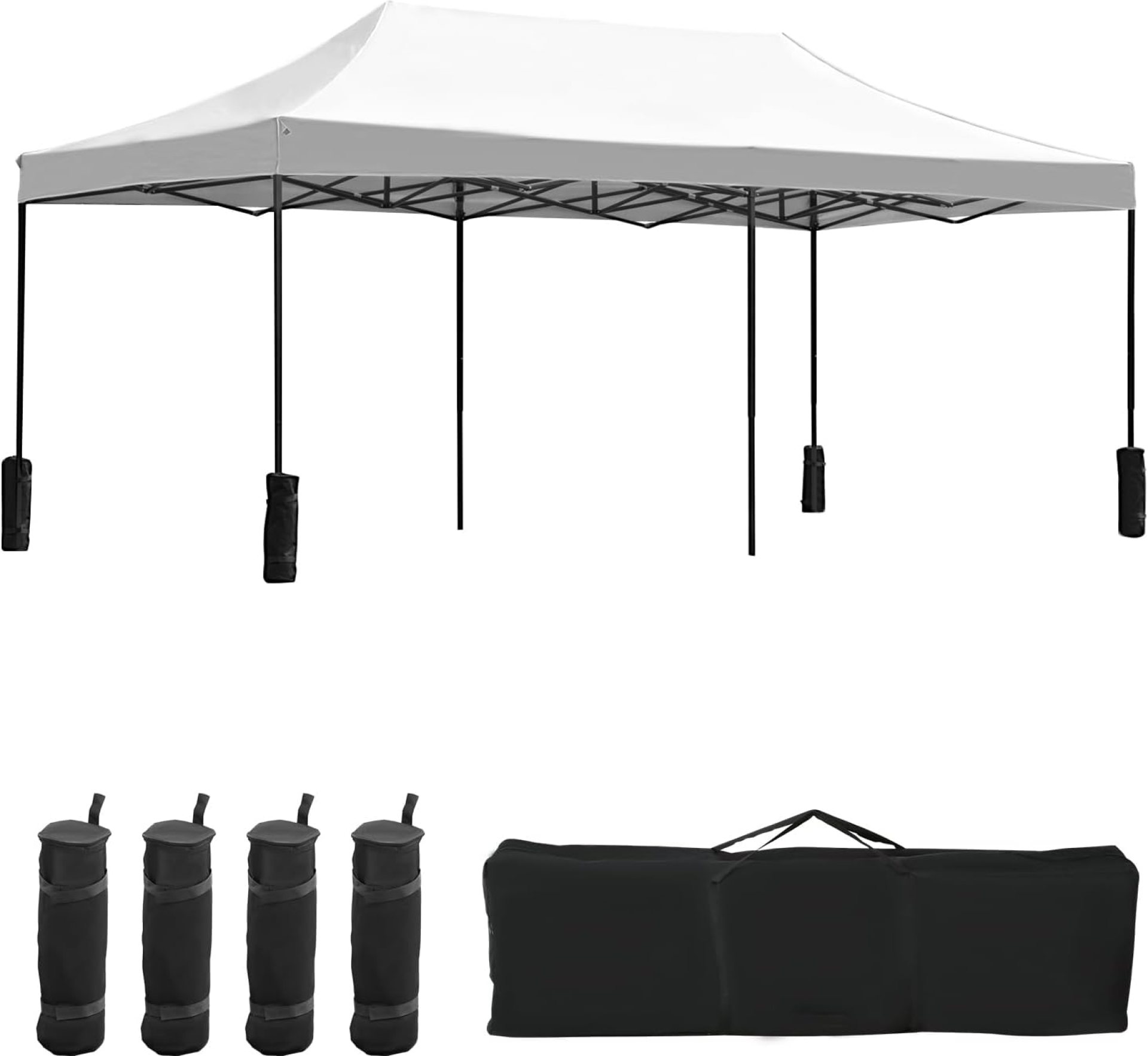 10x20fT Pop-Up Canopy Tent – Adjustable Height Outdoor Gazebo, Quick Setup with Sandbags, Ground Stakes & Ropes, Perfect for Outdoor Activities, White 10x20fT Pop-Up Canopy Tent – Adjustable Height Outdoor Gazebo, Quick Setup with Sandbags, Ground Stakes & Ropes, Perfect for Outdoor Activities, White