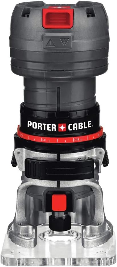 PORTER-CABLE Router, 4.5-Amp, Single Speed 31,000 RPM, Trims 1/4-Inch Laminate, Corded (PCE6430) PORTER-CABLE Router, 4.5-Amp, Single Speed 31,000 RPM, Trims 1/4-Inch Laminate, Corded (PCE6430)