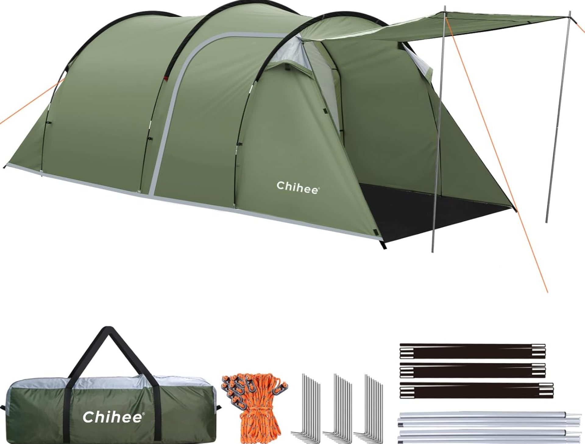 Chihee Camping Tents Tunnel Tent 4 Person Family Tents with 2 Doors Extra Large Weatherproof Shelter 4 Seasons Tents with Screened Porch Room Awning Include Rainfly Carry Bag Travelling Outdoor Hiking Chihee Camping Tents Tunnel Tent 4 Person Family Tents with 2 Doors Extra Large Weatherproof Shelter 4 Seasons Tents with Screened Porch Room Awning Include Rainfly Carry Bag Travelling Outdoor Hiking