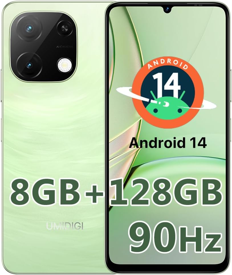 UMIDIGI G9T Cell Phone, Android 14 Smartphone Unlocked, 6.75″ HD+ 90Hz Display, 5000mAh Battery, 18W Fast Charging, 8(4+4)+128GB/1TB TF, 13MP Camera, AI Face & Fingerprint Unlock, 4G Dual SIM, GPS UMIDIGI G9T Cell Phone, Android 14 Smartphone Unlocked, 6.75″ HD+ 90Hz Display, 5000mAh Battery, 18W Fast Charging, 8(4+4)+128GB/1TB TF, 13MP Camera, AI Face & Fingerprint Unlock, 4G Dual SIM, GPS