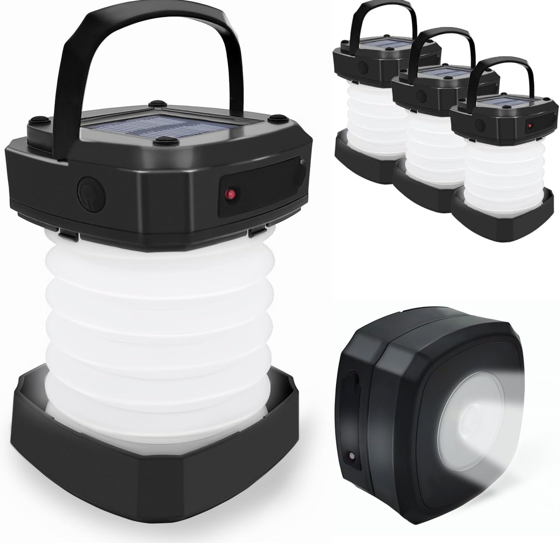 Solar Collapsible Lantern,3-Pack Collapsible LED Camping Lantern,Portable USB Rechargeable Lamp for Power Outages,Emergencies,Hurricanes,Tent Lighting,Hiking,Backpacking Gear(Black) Solar Collapsible Lantern,3-Pack Collapsible LED Camping Lantern,Portable USB Rechargeable Lamp for Power Outages,Emergencies,Hurricanes,Tent Lighting,Hiking,Backpacking Gear(Black)