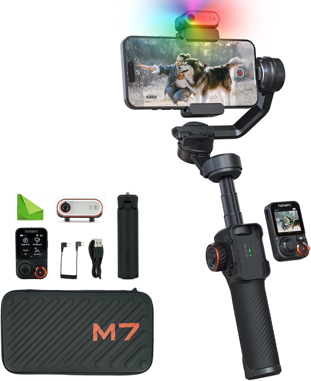 Hohem iSteady M7 Gimbal Stabilizer for iPhone,Phone Gimbal/Smartphone Gimbal w/AI Tracking,Detachable Touchscreen Remote,Extension Pole,Magnetic Fill Light for Video Recording – Hohem M6 Kit Upgrade Hohem iSteady M7 Gimbal Stabilizer for iPhone,Phone Gimbal/Smartphone Gimbal w/AI Tracking,Detachable Touchscreen Remote,Extension Pole,Magnetic Fill Light for Video Recording – Hohem M6 Kit Upgrade