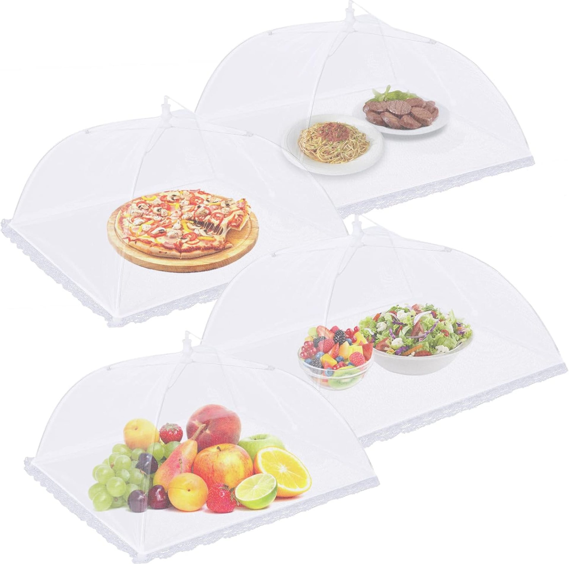 4 Pack Mesh Food Covers 17 inch, Large and Tall Food Covers, Pop-Up Mesh Food Covers Tent Umbrella for BBQs, Outdoors, Screen Tents, Parties Picnics, Fruit Cover 4 Pack Mesh Food Covers 17 inch, Large and Tall Food Covers, Pop-Up Mesh Food Covers Tent Umbrella for BBQs, Outdoors, Screen Tents, Parties Picnics, Fruit Cover