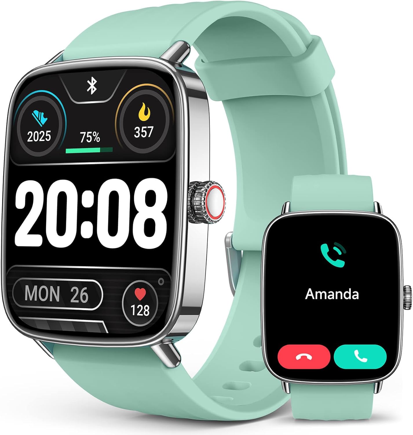 2025 Smart Watches for Men Women, 1.85″ AI Voice Smartwatch, 24/7 Heart Rate Monitor, Stress/SpO2/Sleep Tracker, IP68 Waterproof, Weather, 100+ Sports Fitness Tracker for Android iOS Green 2025 Smart Watches for Men Women, 1.85″ AI Voice Smartwatch, 24/7 Heart Rate Monitor, Stress/SpO2/Sleep Tracker, IP68 Waterproof, Weather, 100+ Sports Fitness Tracker for Android iOS Green