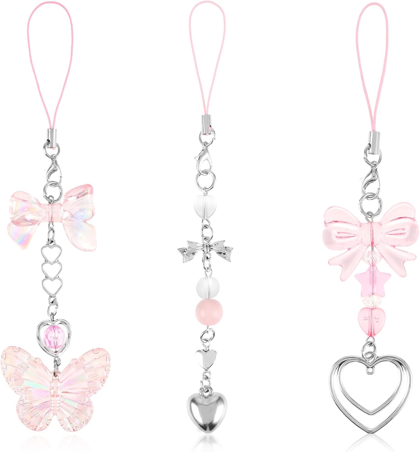3 Pack Aesthetic Phone Charms Pink Butterfly Heart Shape Phone Charm Cute Phone Charm Y2K Cell Phone Charms for Phone Bag Purse Backpack Camera Decor 3 Pack Aesthetic Phone Charms Pink Butterfly Heart Shape Phone Charm Cute Phone Charm Y2K Cell Phone Charms for Phone Bag Purse Backpack Camera Decor