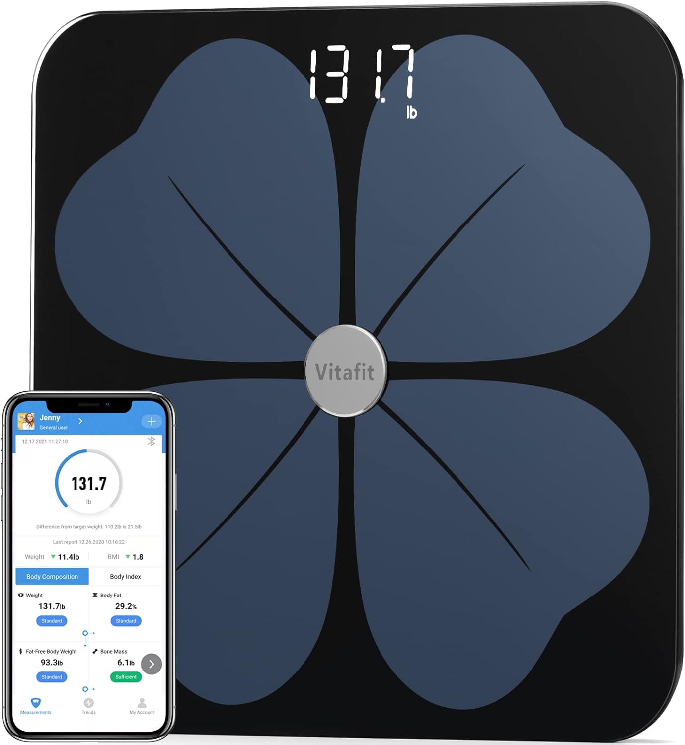 Vitafit Smart Body Fat Weight Scale for Body Composition Monitors, Weighing Professional Since 2001, Digital Wireless Bathroom Scale for BMI Fat Water Muscle with App,400lb, Black Vitafit Smart Body Fat Weight Scale for Body Composition Monitors, Weighing Professional Since 2001, Digital Wireless Bathroom Scale for BMI Fat Water Muscle with App,400lb, Black