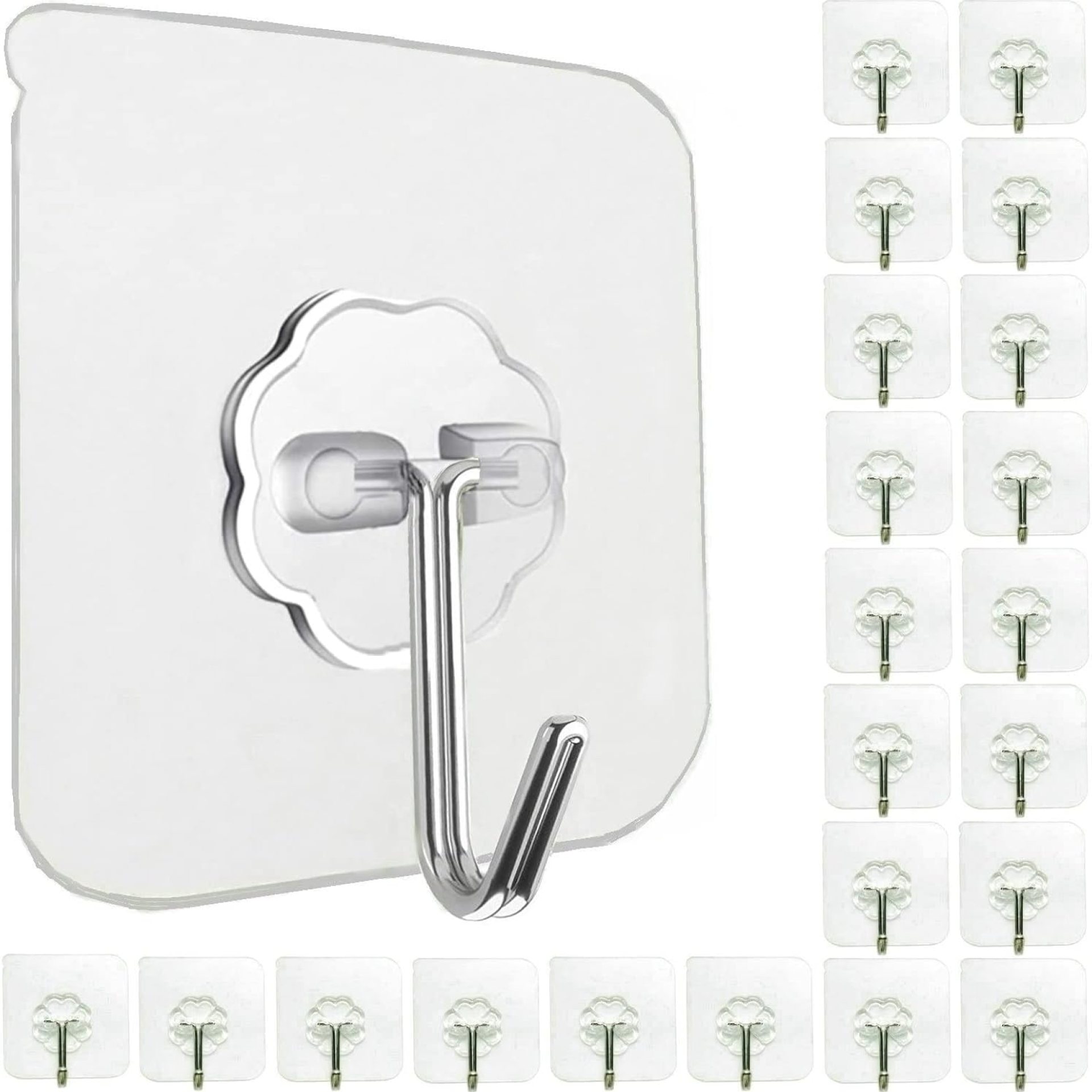 Adhesive Wall Hooks 22lb(Max) Transparent Reusable Anti-skid Traceless Heavy Duty 180 Degree Rotating Stick Hooks,Waterproof and Oilproof, Bathroom Kitchen Heavy Duty Self Adhesive Hooks, 24 Packs Adhesive Wall Hooks 22lb(Max) Transparent Reusable Anti-skid Traceless Heavy Duty 180 Degree Rotating Stick Hooks,Waterproof and Oilproof, Bathroom Kitchen Heavy Duty Self Adhesive Hooks, 24 Packs