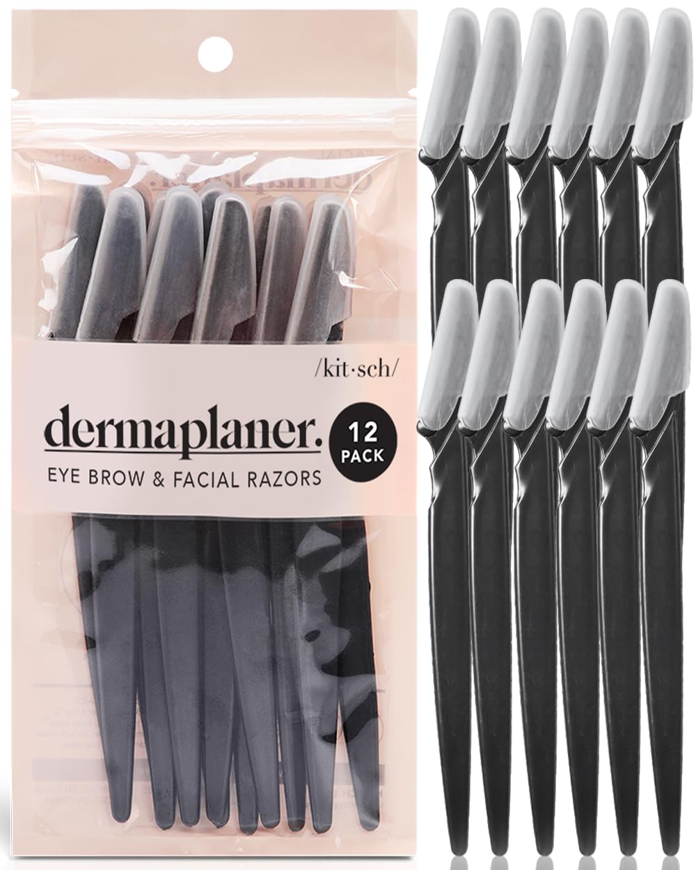 Kitsch Dermaplaning Tool – Face Razors for Women and Men, Eyebrow Trimmer and Face Shaver, Facial Hair Removal, Facial Razors for Women and Men, Dermaplane Razor, Valentines Gift – 12pc, Black Kitsch Dermaplaning Tool – Face Razors for Women and Men, Eyebrow Trimmer and Face Shaver, Facial Hair Removal, Facial Razors for Women and Men, Dermaplane Razor, Valentines Gift – 12pc, Black