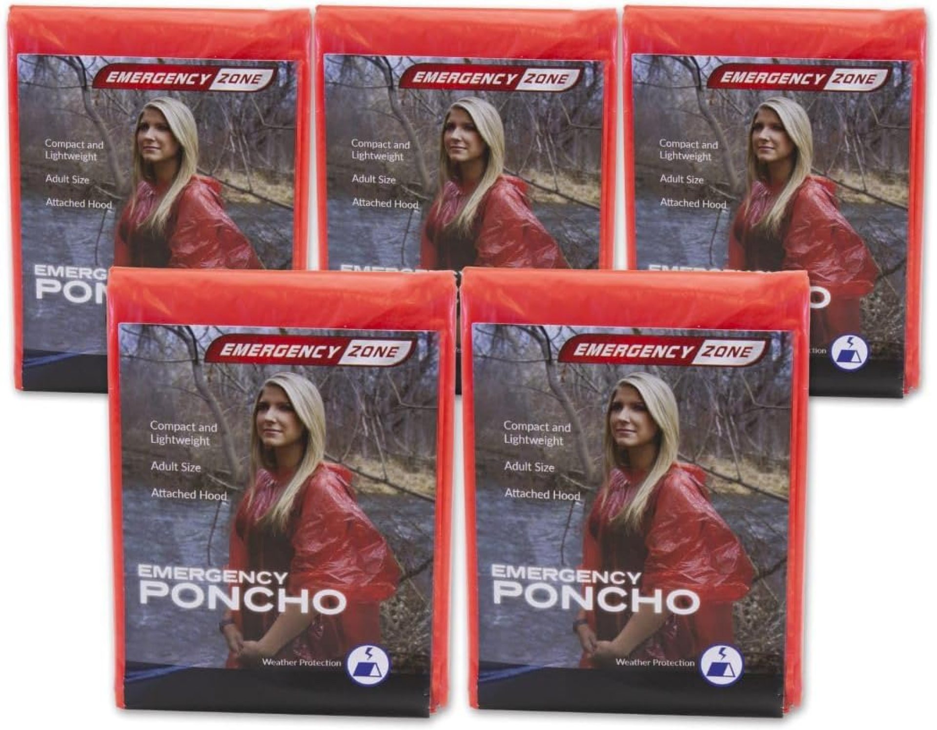 Emergency Zone Emergency Poncho 5 Pack, Emergency Rain Gear, Weather Protection, Brand Emergency Zone Emergency Poncho 5 Pack, Emergency Rain Gear, Weather Protection, Brand