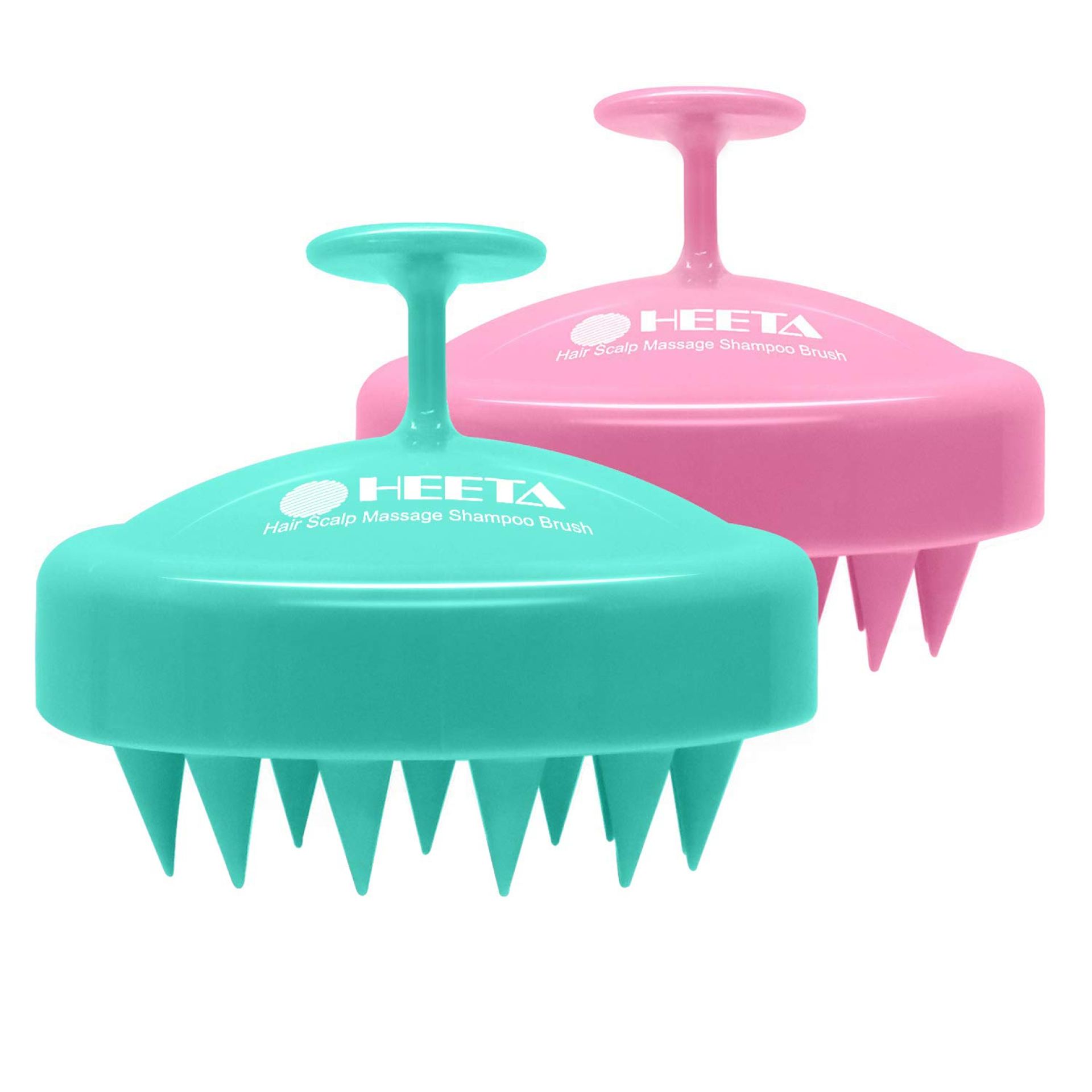 HEETA 2 Pack Hair Scalp Massager Shampoo Brush for Hair Growth, Hair Scalp Scrubber with Soft Silicone, Wet and Dry Hair Detangler (Pink & Green) HEETA 2 Pack Hair Scalp Massager Shampoo Brush for Hair Growth, Hair Scalp Scrubber with Soft Silicone, Wet and Dry Hair Detangler (Pink & Green)