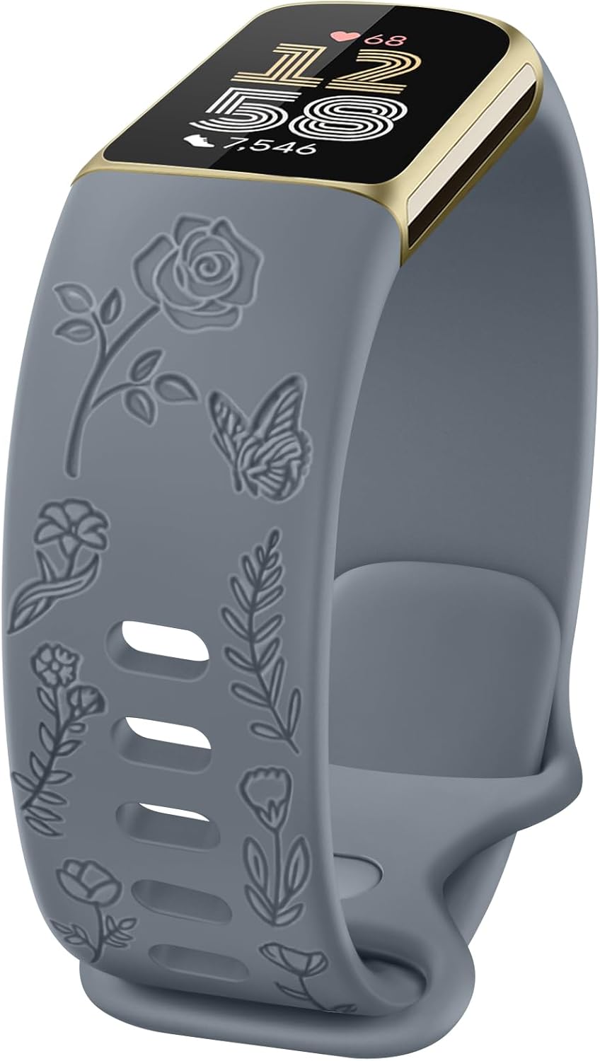 AK Floral Engraved Band Compatible with Fitbit Charge 6 Bands/Fitbit Charge 5 Bands Women Men, Soft Replacement Straps Wristbands for Fitbit Charge 6/5 Advanced Fitness & Health Tracker AK Floral Engraved Band Compatible with Fitbit Charge 6 Bands/Fitbit Charge 5 Bands Women Men, Soft Replacement Straps Wristbands for Fitbit Charge 6/5 Advanced Fitness & Health Tracker