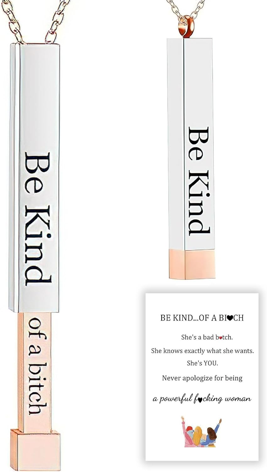 Be Kind Of A B Necklaces For Women, Hidden Message Necklace, Best Friends Sorority Sisters Friendship Jewelry Gift, Square Tube Pendant with Hidden Message Strap, Graduation Gift for Her Be Kind Of A B Necklaces For Women, Hidden Message Necklace, Best Friends Sorority Sisters Friendship Jewelry Gift, Square Tube Pendant with Hidden Message Strap, Graduation Gift for Her