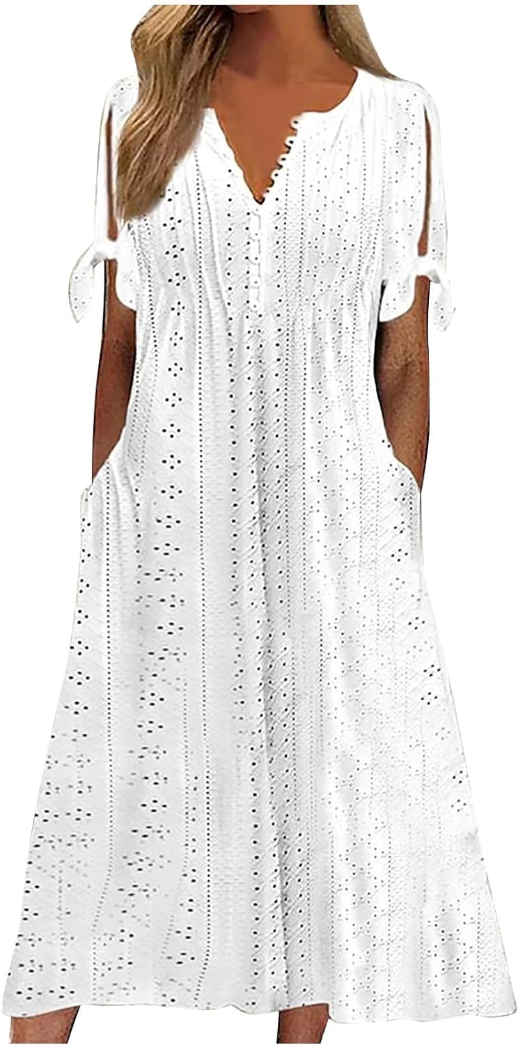 Maxi Long Dresses for Women 2025 Trendy Short Sleeve Eyelet Tshirt Dress Casual Summer Beach Vacation Sundress Maxi Long Dresses for Women 2025 Trendy Short Sleeve Eyelet Tshirt Dress Casual Summer Beach Vacation Sundress