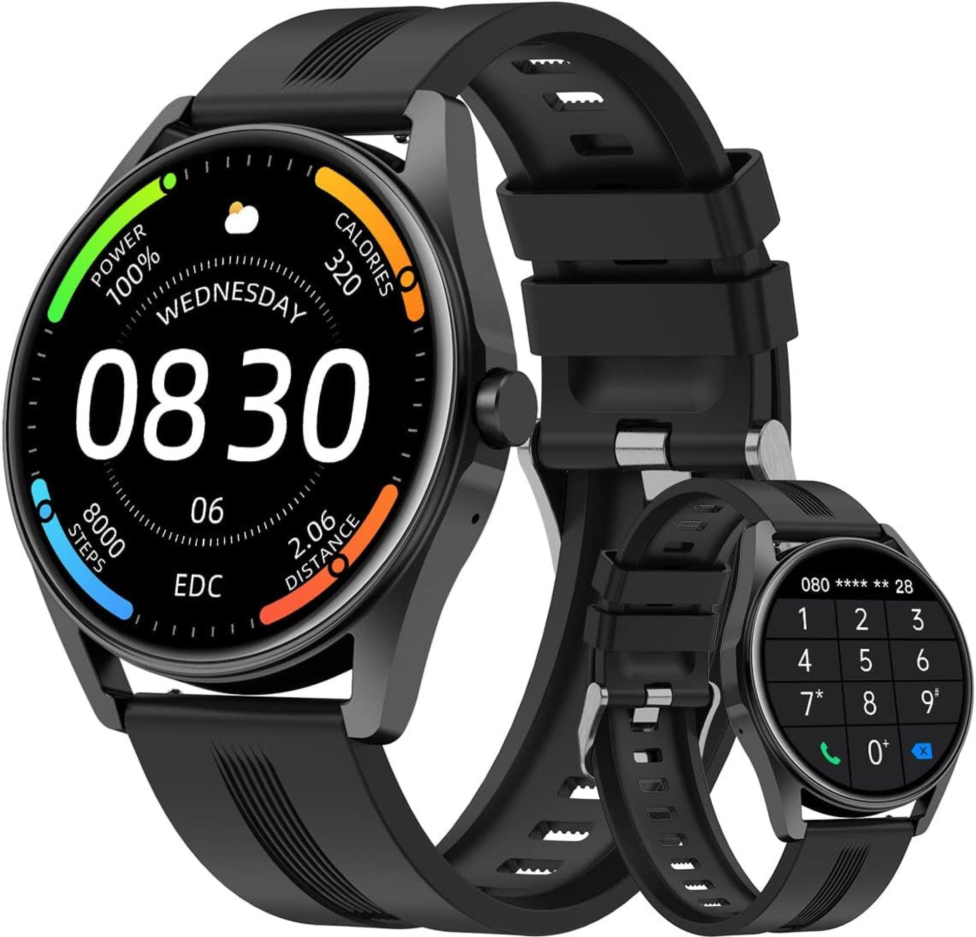HUAKUA Smart Watches for Men Women (Answer/Make Calls) Compatible with iPhone/Android Phones, Reloj para Hombre Mujer Round Fitness Tracker with Heart Rate Monitor Sleep/Steps Tracker Waterproof Black HUAKUA Smart Watches for Men Women (Answer/Make Calls) Compatible with iPhone/Android Phones, Reloj para Hombre Mujer Round Fitness Tracker with Heart Rate Monitor Sleep/Steps Tracker Waterproof Black