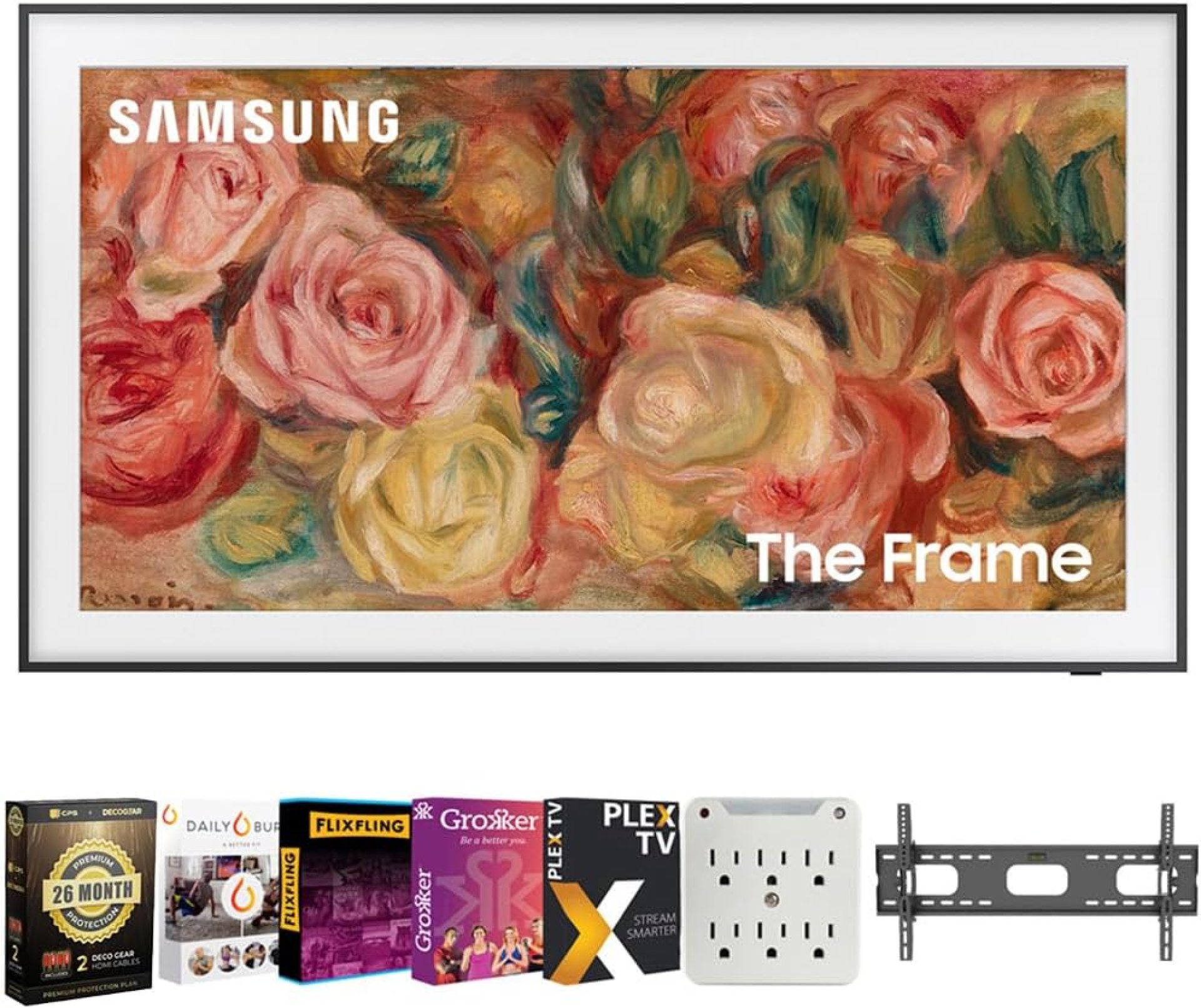 SAMSUNG QN50LS03DA 50 inch The Frame QLED 4K Smart TV (2024) with Premiere Movie Streaming Package + Deco Gear 4K HDMI 2.0 Cable x2 + Wall Mount & CPS Exclusive 26 Month Protection (BEACH-CPS-261500) SAMSUNG QN50LS03DA 50 inch The Frame QLED 4K Smart TV (2024) with Premiere Movie Streaming Package + Deco Gear 4K HDMI 2.0 Cable x2 + Wall Mount & CPS Exclusive 26 Month Protection (BEACH-CPS-261500)