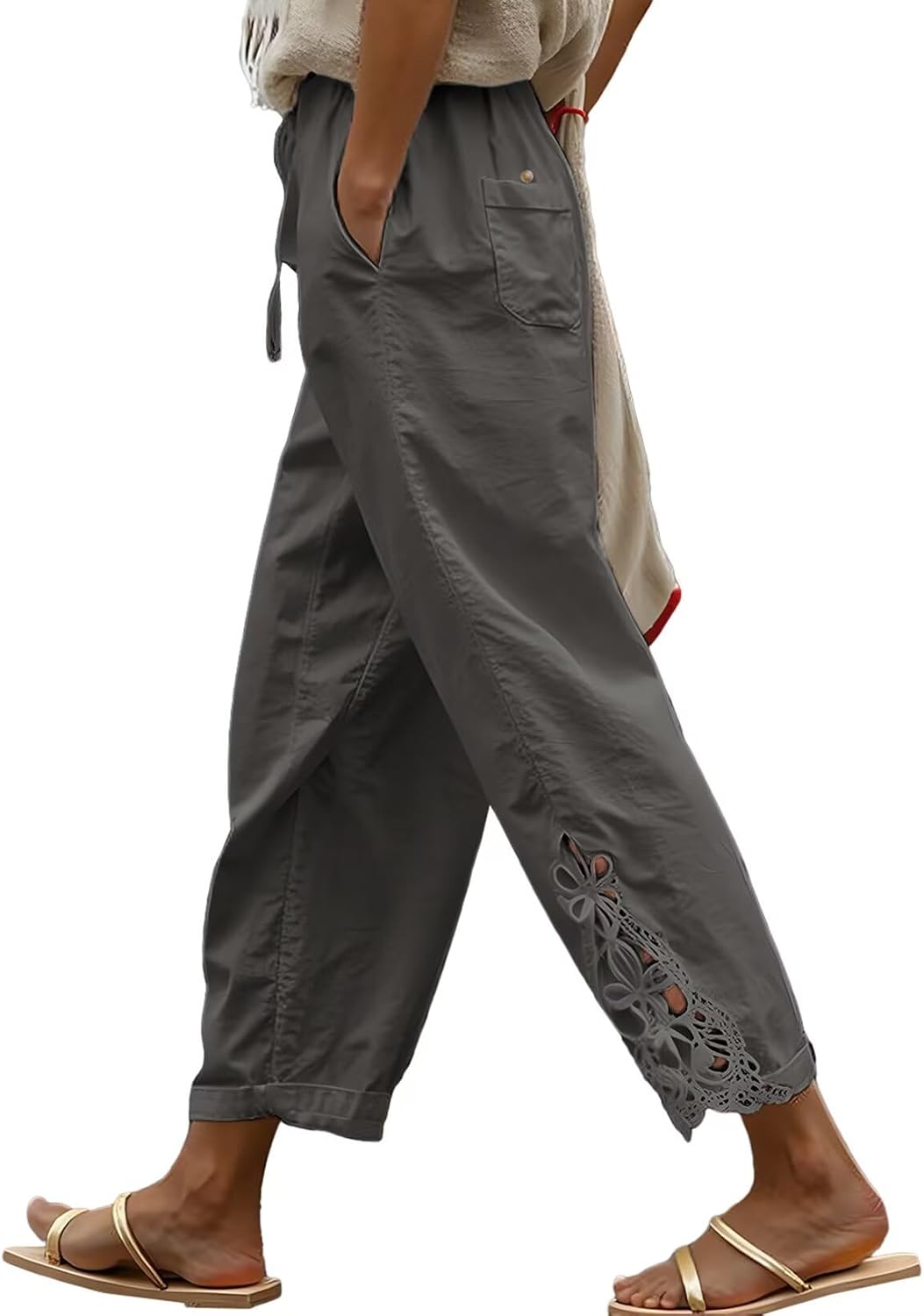 Acelitt Women Casual Lightweight Drawstring Elastic Waist Pants with Pockets, S-XXL Acelitt Women Casual Lightweight Drawstring Elastic Waist Pants with Pockets, S-XXL