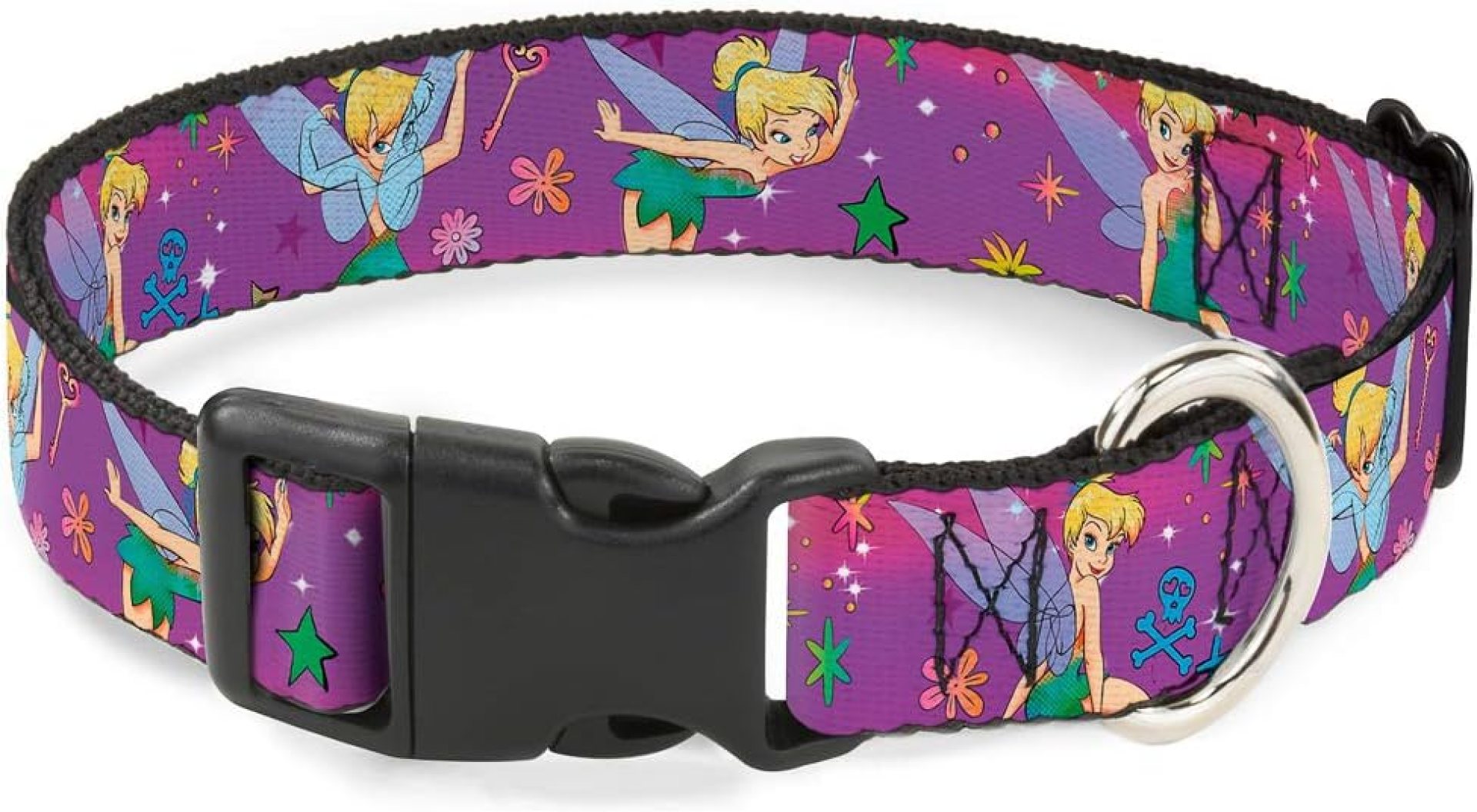 Buckle-Down Plastic Clip Collar – Tinker Bell Poses/Flowers/Stars/Skull Purple – 1.5″ Wide – Fits 16-23″ Neck – Medium Buckle-Down Plastic Clip Collar – Tinker Bell Poses/Flowers/Stars/Skull Purple – 1.5″ Wide – Fits 16-23″ Neck – Medium