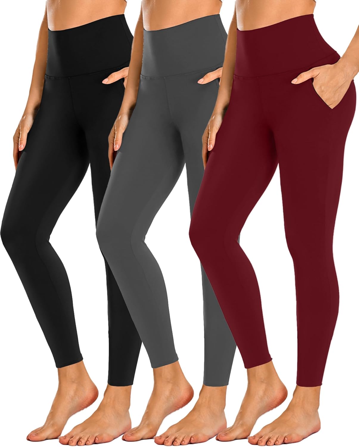 NEW YOUNG 3 Pack Leggings with Pockets for Women,High Waisted Tummy Control Workout Yoga Pants NEW YOUNG 3 Pack Leggings with Pockets for Women,High Waisted Tummy Control Workout Yoga Pants