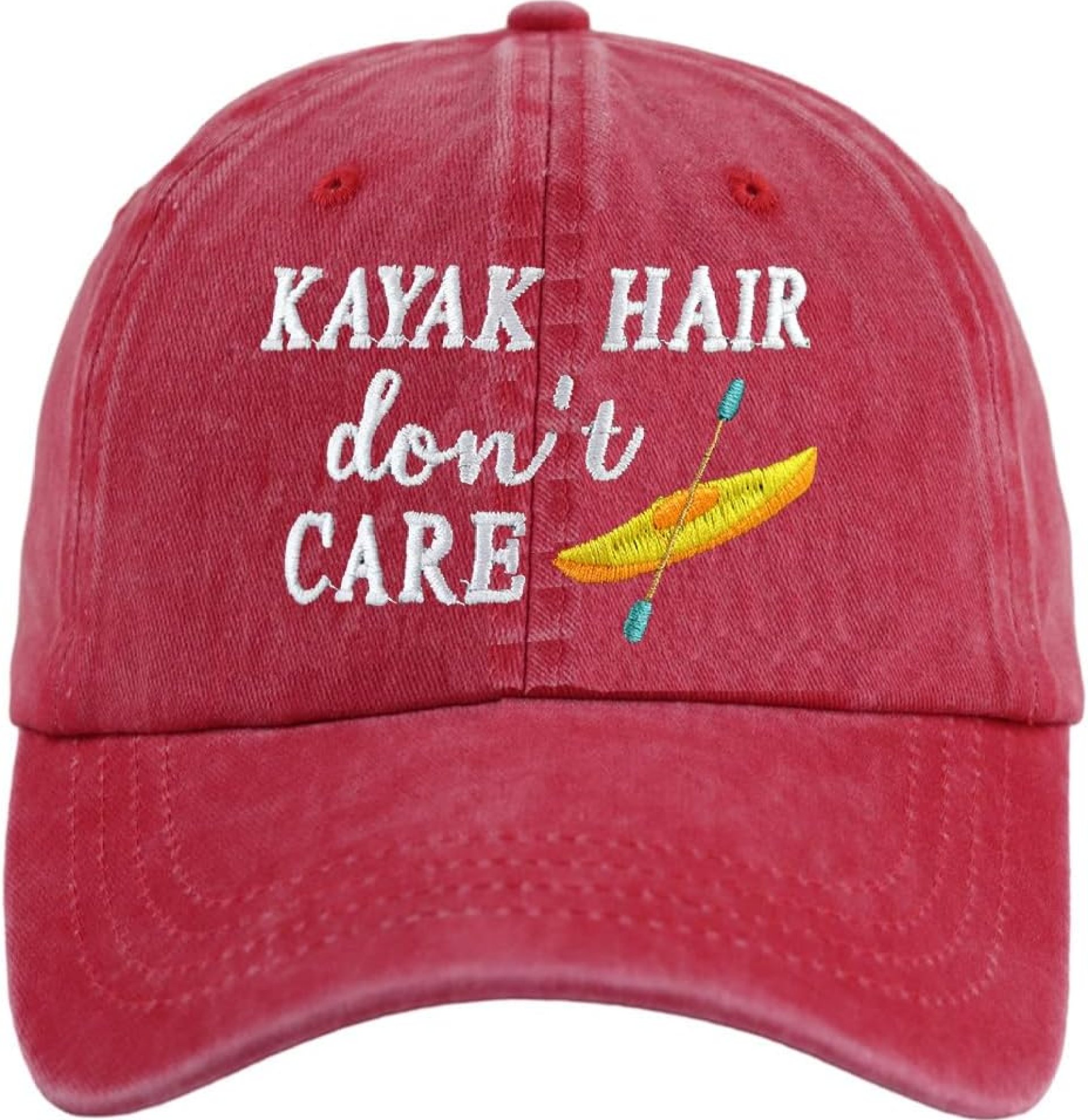 HHNLB Kayak Hair Don’t Care Gifts for Women Men, Washed Cotton Adjustable Embroidered Baseball Cap HHNLB Kayak Hair Don’t Care Gifts for Women Men, Washed Cotton Adjustable Embroidered Baseball Cap