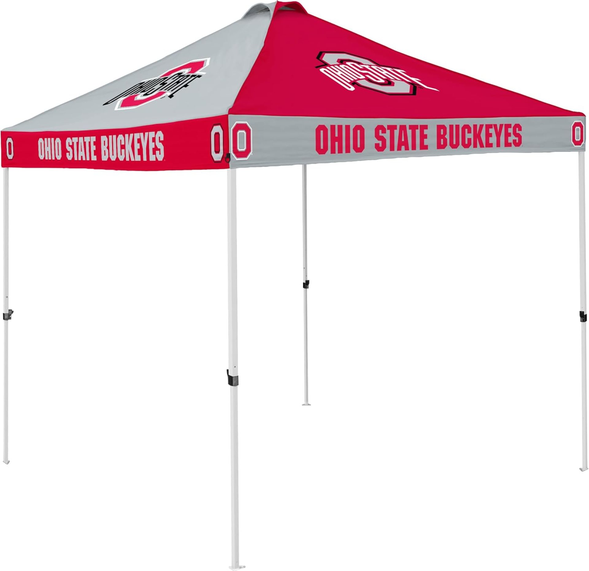 Logo Brands NCAA Ohio State Buckeyes Checkerboard Canopy Tailgate Tent – 9′ x 9′, Vented Roof, Adjustable Height, Wheeled Carrying Bag, Powder Coated Steel Logo Brands NCAA Ohio State Buckeyes Checkerboard Canopy Tailgate Tent – 9′ x 9′, Vented Roof, Adjustable Height, Wheeled Carrying Bag, Powder Coated Steel