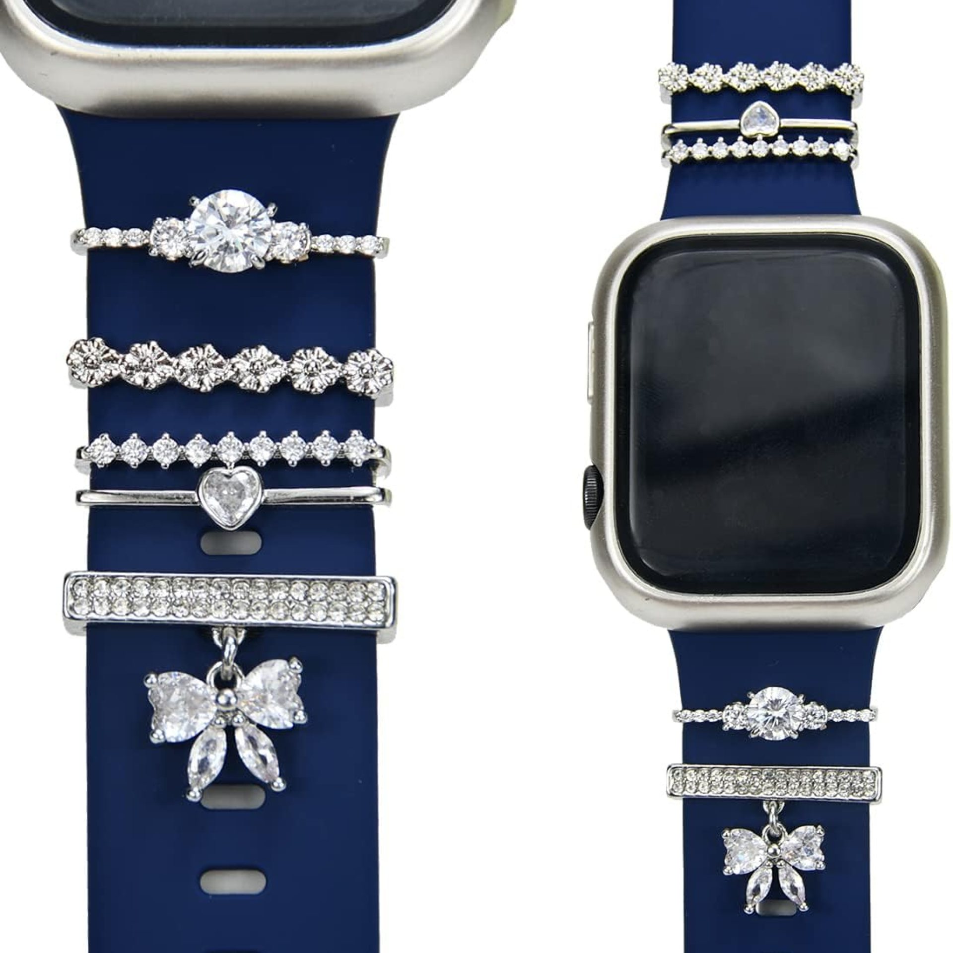 Watch Band Charms, Decorative Rings Loops Charms Compatible with Apple Silicone Watch Bands for Women 49mm 45mm 44mm 42mm 41mm 40mm 38mm , Metal Jewelry Watch Band Accessories Charms for iwatch band Series se 9 8 7 6 5 4 3 2 1 Samsung Galaxy watch 5/Pro/4 fitbit Watch Band Charms, Decorative Rings Loops Charms Compatible with Apple Silicone Watch Bands for Women 49mm 45mm 44mm 42mm 41mm 40mm 38mm , Metal Jewelry Watch Band Accessories Charms for iwatch band Series se 9 8 7 6 5 4 3 2 1 Samsung Galaxy watch 5/Pro/4 fitbit