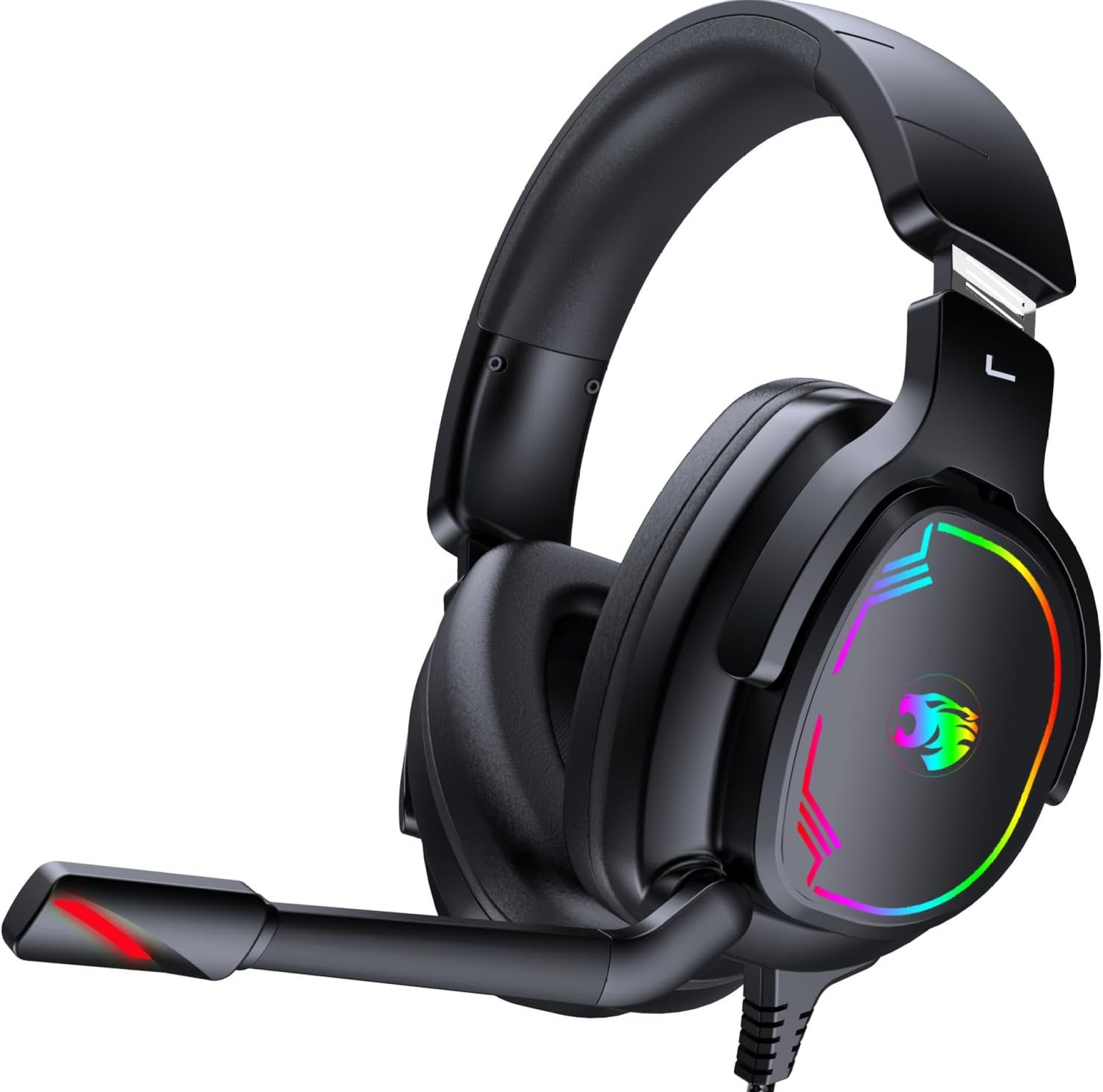 Gaming Headset for PC/PS4/PS5/Xbox One/Switch, Stereo Surround Sound Gaming Headphones with Noise Canceling Flexible Mic, Computer Headset with 3.5mm Jack & RGB Light (Black) Gaming Headset for PC/PS4/PS5/Xbox One/Switch, Stereo Surround Sound Gaming Headphones with Noise Canceling Flexible Mic, Computer Headset with 3.5mm Jack & RGB Light (Black)