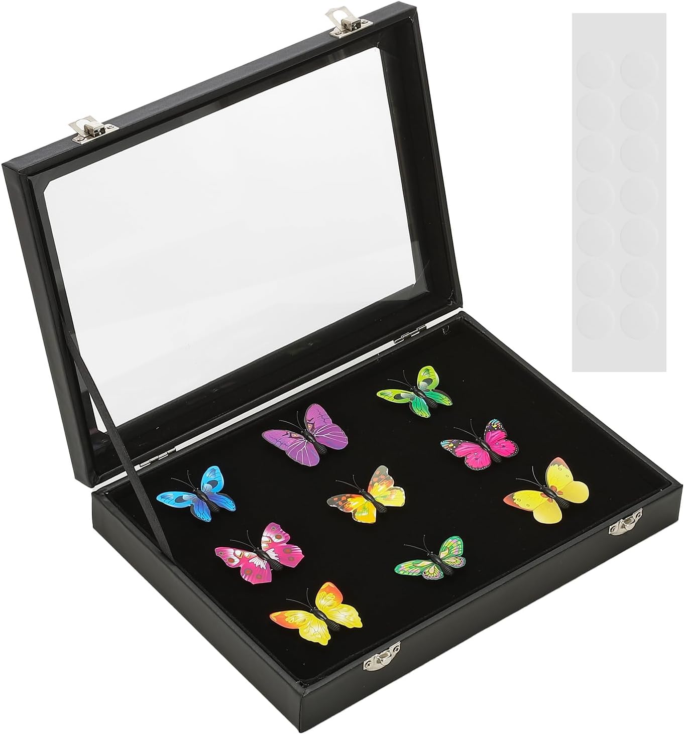 PATIKIL Pin Badge Display Case, 11″x8″ Jewelry Storage Championship Ring Shadow Box with Glass Door&Round Glue for Jewelry Pin Collections, Medals Award, Gifts, Black PATIKIL Pin Badge Display Case, 11″x8″ Jewelry Storage Championship Ring Shadow Box with Glass Door&Round Glue for Jewelry Pin Collections, Medals Award, Gifts, Black