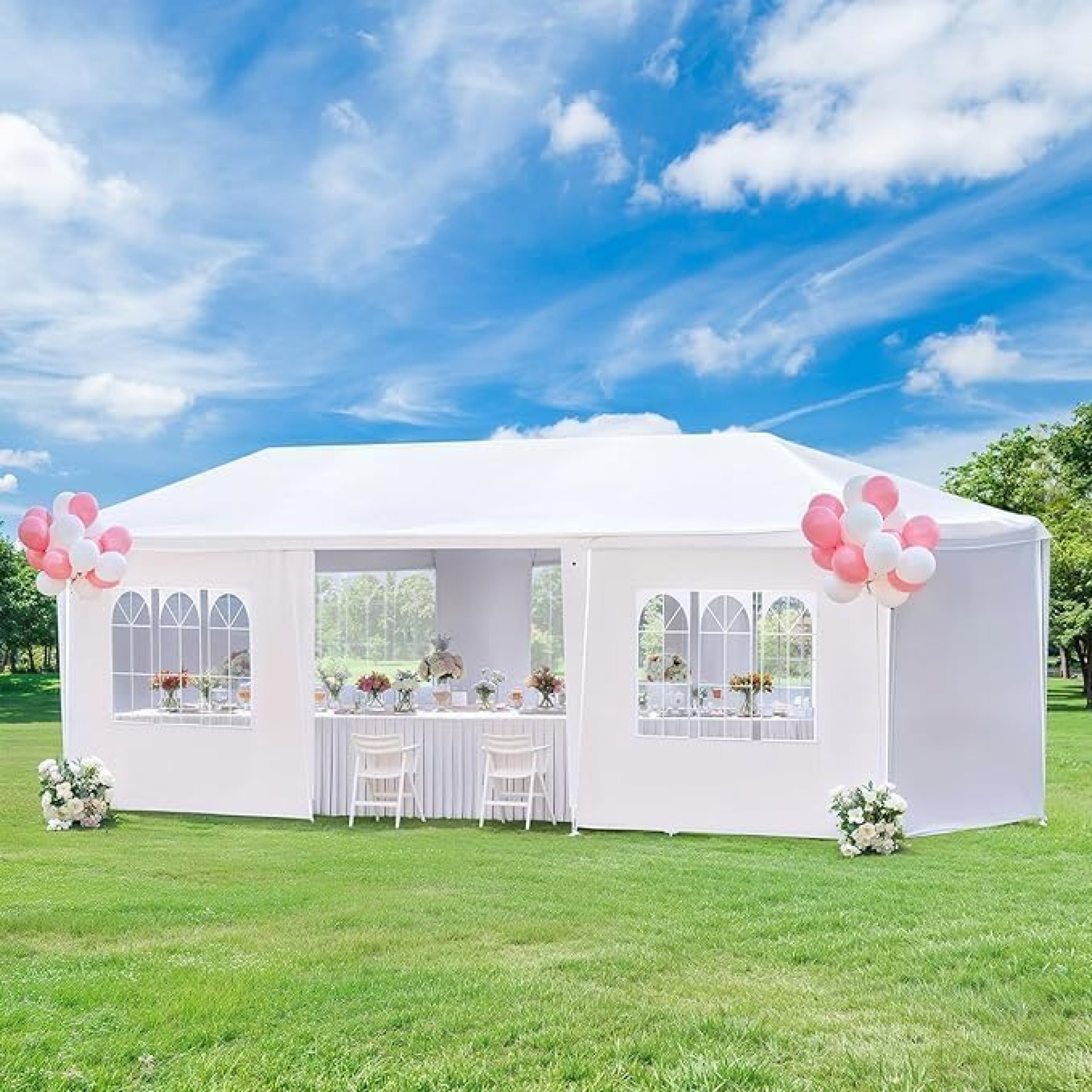 10 x 30 Outdoor Canopy Tent, Spacious Party Tent with 2 Zipper Walls, 6 Window Walls, Steel Tubes, Stakes & Ropes, Waterproof Event Tents for Parties, Heavy Duty Wedding Canopy for Graduation 10 x 30 Outdoor Canopy Tent, Spacious Party Tent with 2 Zipper Walls, 6 Window Walls, Steel Tubes, Stakes & Ropes, Waterproof Event Tents for Parties, Heavy Duty Wedding Canopy for Graduation