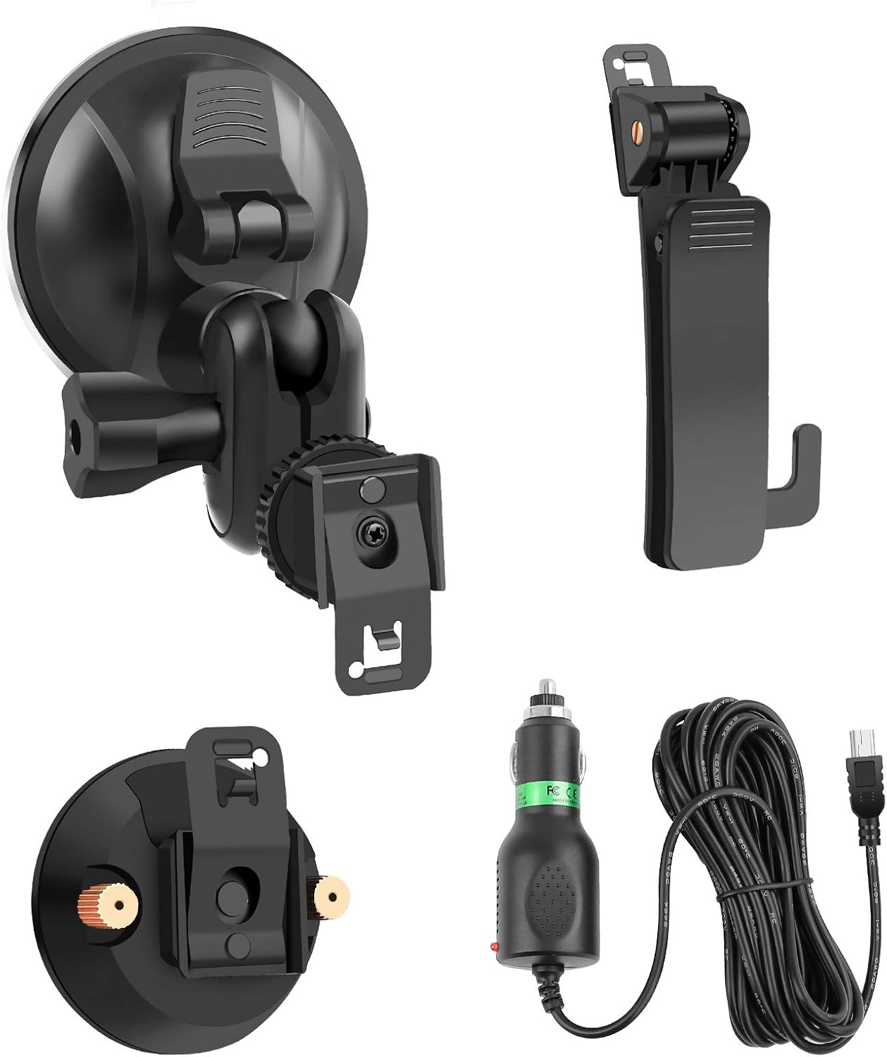 CammPro Body Worn Camera Accessories Bundle Kit for Body Camera I826, Screw Clip+Car Charger+Suction Cup Mount+Shoulder Clip CammPro Body Worn Camera Accessories Bundle Kit for Body Camera I826, Screw Clip+Car Charger+Suction Cup Mount+Shoulder Clip