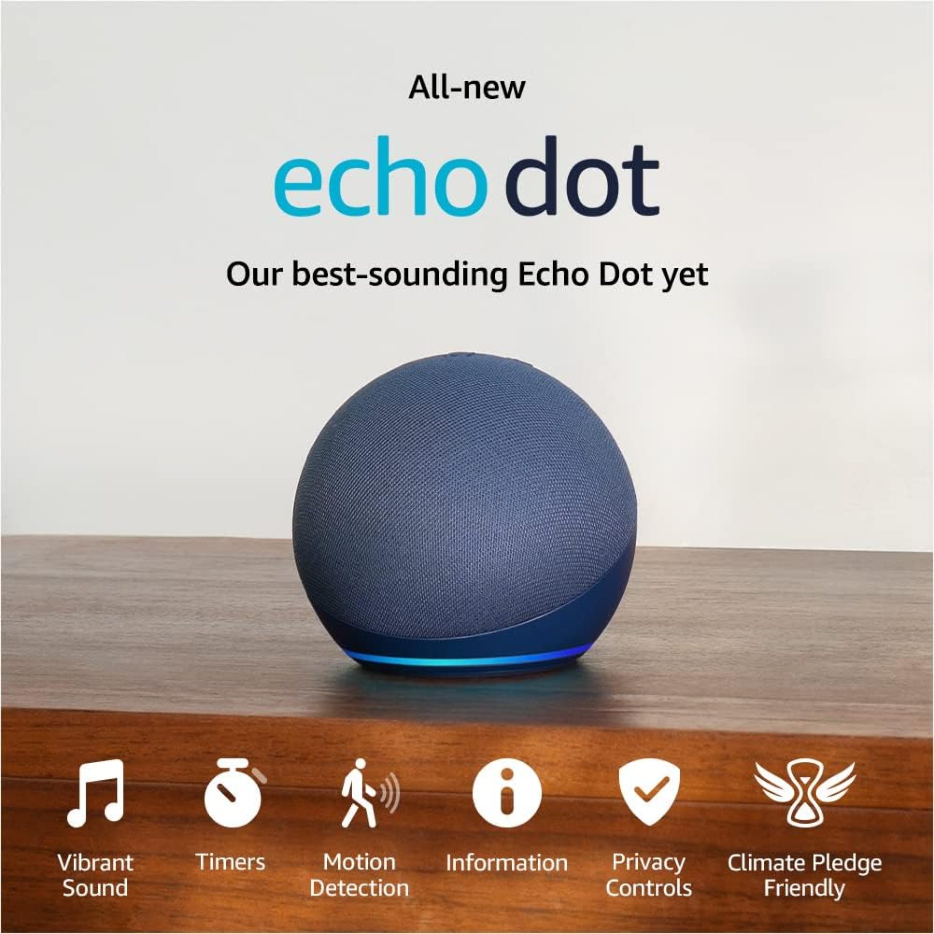 Amazon Echo Dot (newest model), Vibrant sounding Alexa speaker, Great for bedrooms, dining rooms and offices, Deep Sea Blue Amazon Echo Dot (newest model), Vibrant sounding Alexa speaker, Great for bedrooms, dining rooms and offices, Deep Sea Blue