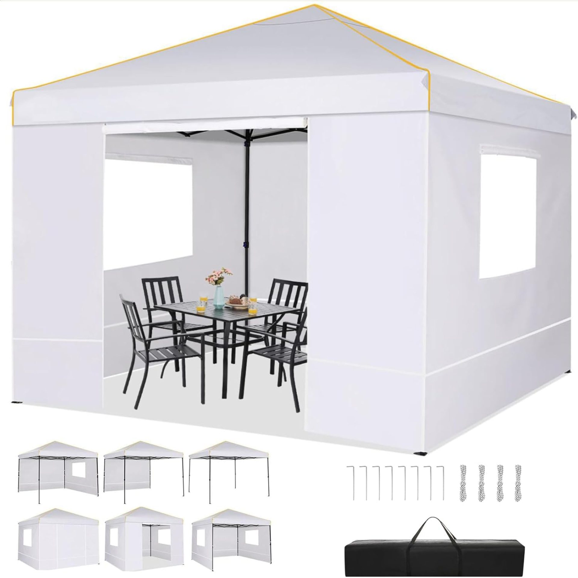 COBIZI Canopy Tent, 10×10 Pop Up Canopy Tent with Sidewalls and Roll-up Ventilated Windows with Mosquito net, Ez Outdoor Commercial Instant Gazebo Tent for Party Waterproof with Carrybag COBIZI Canopy Tent, 10×10 Pop Up Canopy Tent with Sidewalls and Roll-up Ventilated Windows with Mosquito net, Ez Outdoor Commercial Instant Gazebo Tent for Party Waterproof with Carrybag