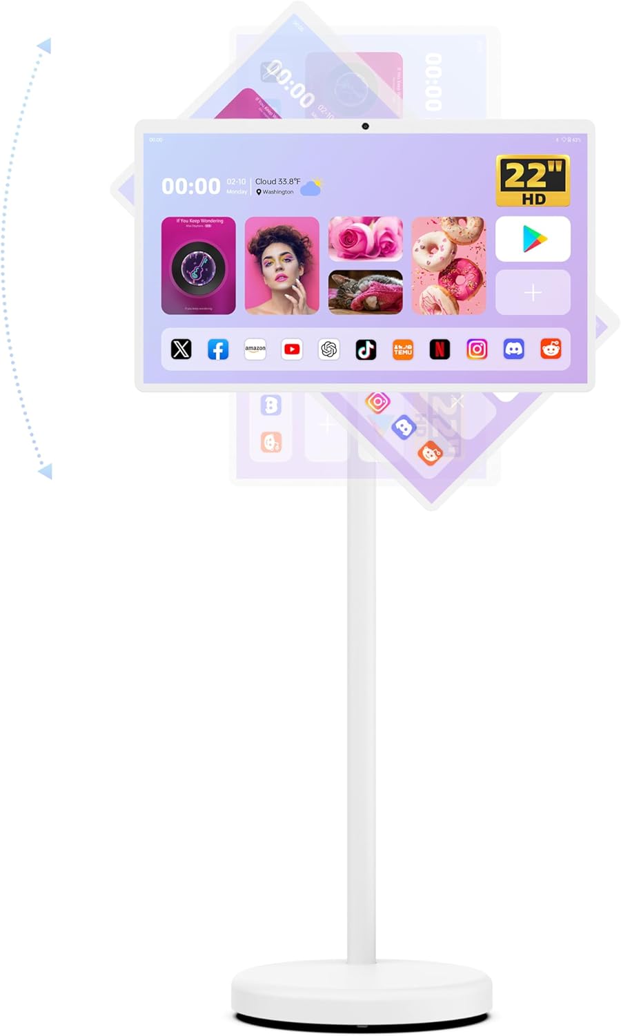 22 Inch Portable Smart Screen On Wheels, 1080P Touchscreen Display, Rolling TV with 13MP HD Build-in Camera, Android 13 OS,10W Stereo Speakers, Built-in Battery(6-8H),Remote Control, 6+128GB Storage 22 Inch Portable Smart Screen On Wheels, 1080P Touchscreen Display, Rolling TV with 13MP HD Build-in Camera, Android 13 OS,10W Stereo Speakers, Built-in Battery(6-8H),Remote Control, 6+128GB Storage