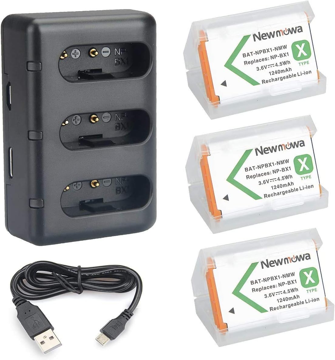 NP-BX1 Newmowa Replacement Battery (3-Pack) and 3-Channel USB Charger Set for Sony NP-BX1, DSC-RX100, DSC-RX100M III,IV, V/VII,ZV-1 NP-BX1 Newmowa Replacement Battery (3-Pack) and 3-Channel USB Charger Set for Sony NP-BX1, DSC-RX100, DSC-RX100M III,IV, V/VII,ZV-1