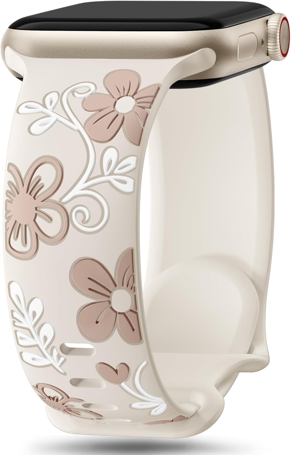 Witzon Floral Band Compatible with Apple Watch Bands For Women 40mm 41mm 38mm 42mm 44mm 45mm 46mm 49mm, Engraved Cute Flower Silicone Inlay Dressy Strap for iWatch Series 10 9 8 7 6 5 4 3 2 SE Ultra Witzon Floral Band Compatible with Apple Watch Bands For Women 40mm 41mm 38mm 42mm 44mm 45mm 46mm 49mm, Engraved Cute Flower Silicone Inlay Dressy Strap for iWatch Series 10 9 8 7 6 5 4 3 2 SE Ultra