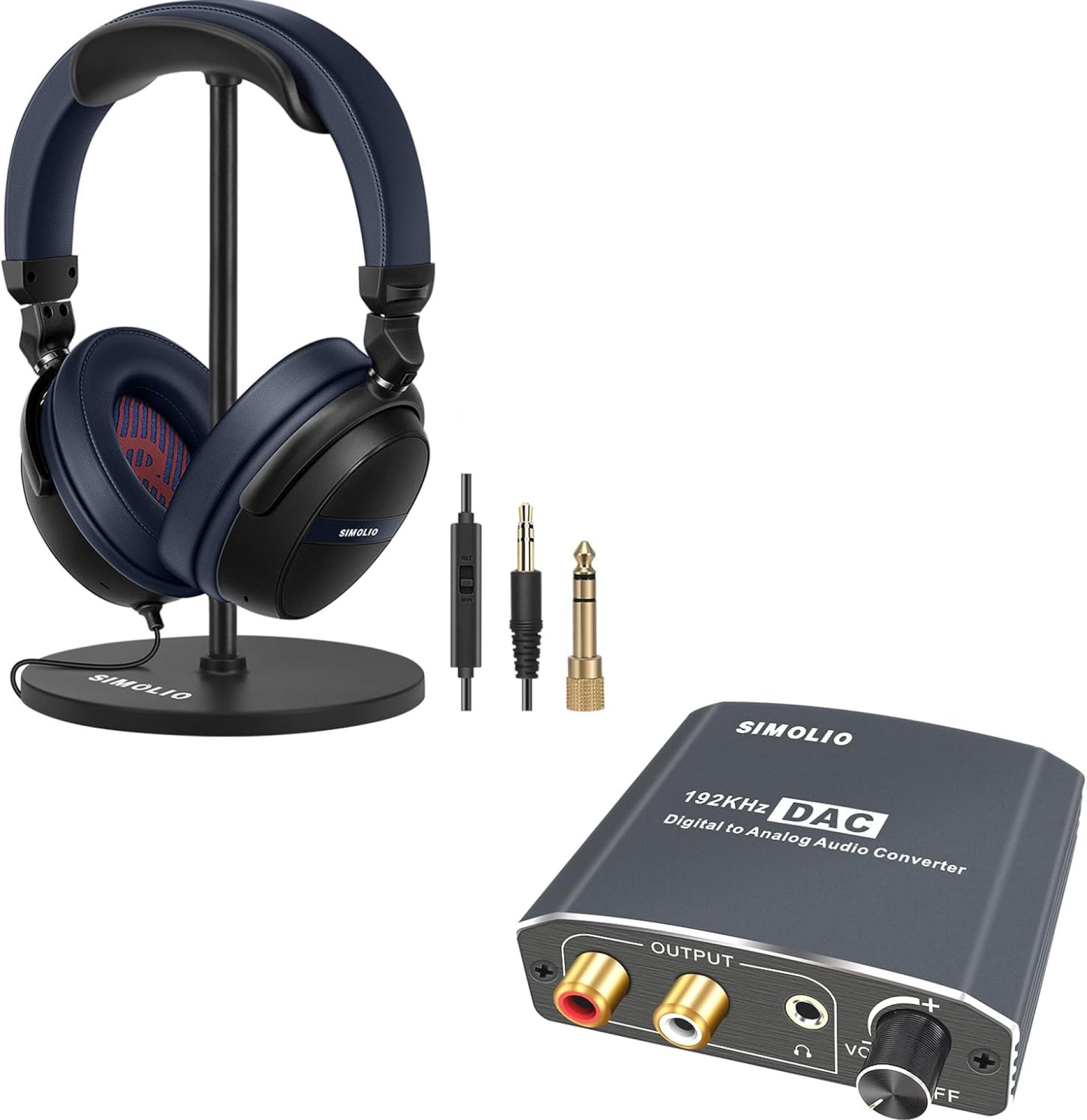 SIMOLIO Long Cord Headphones for TV with Headset Stand and DAC (Digital to Analog Audio Converter), Volume Control & Mic, 23.9ft / 7M Extra-Long Cord with Clip, 3.5mm AUX Audio with 6.35mm Adapter SIMOLIO Long Cord Headphones for TV with Headset Stand and DAC (Digital to Analog Audio Converter), Volume Control & Mic, 23.9ft / 7M Extra-Long Cord with Clip, 3.5mm AUX Audio with 6.35mm Adapter