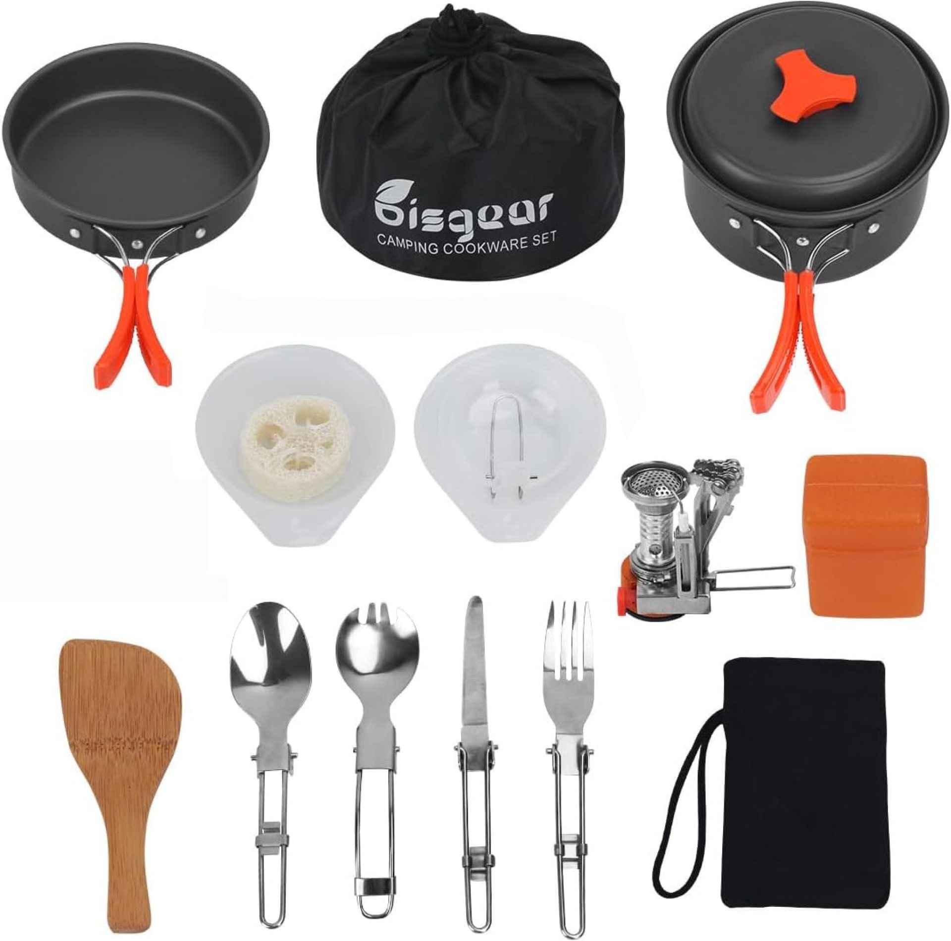 Bisgear 16pcs Camping Cookware Set – Backpacking Stove & Mess Kit – Pots, Pans & Accessories – Survival Gear Bisgear 16pcs Camping Cookware Set – Backpacking Stove & Mess Kit – Pots, Pans & Accessories – Survival Gear