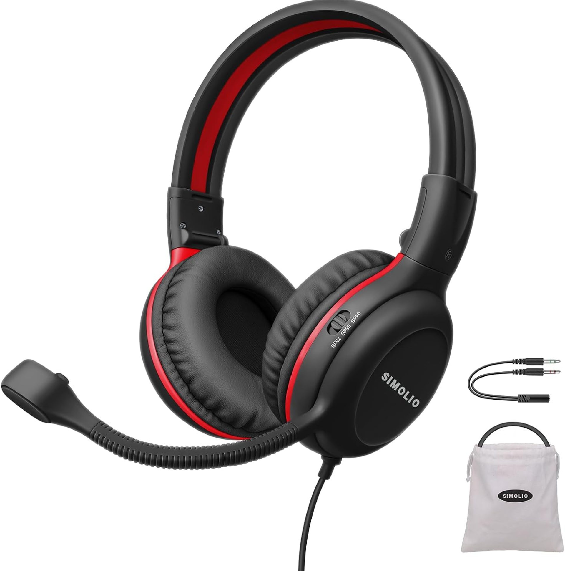 SIMOLIO Headphones Wired Kids with Boom Microphone for School & Meeting & Gaming, 3 Levels Hearing Protection Headphones with Mic for Boys, Girls, Children, Teens, Stereo Durable Headsets for iPad, PC SIMOLIO Headphones Wired Kids with Boom Microphone for School & Meeting & Gaming, 3 Levels Hearing Protection Headphones with Mic for Boys, Girls, Children, Teens, Stereo Durable Headsets for iPad, PC