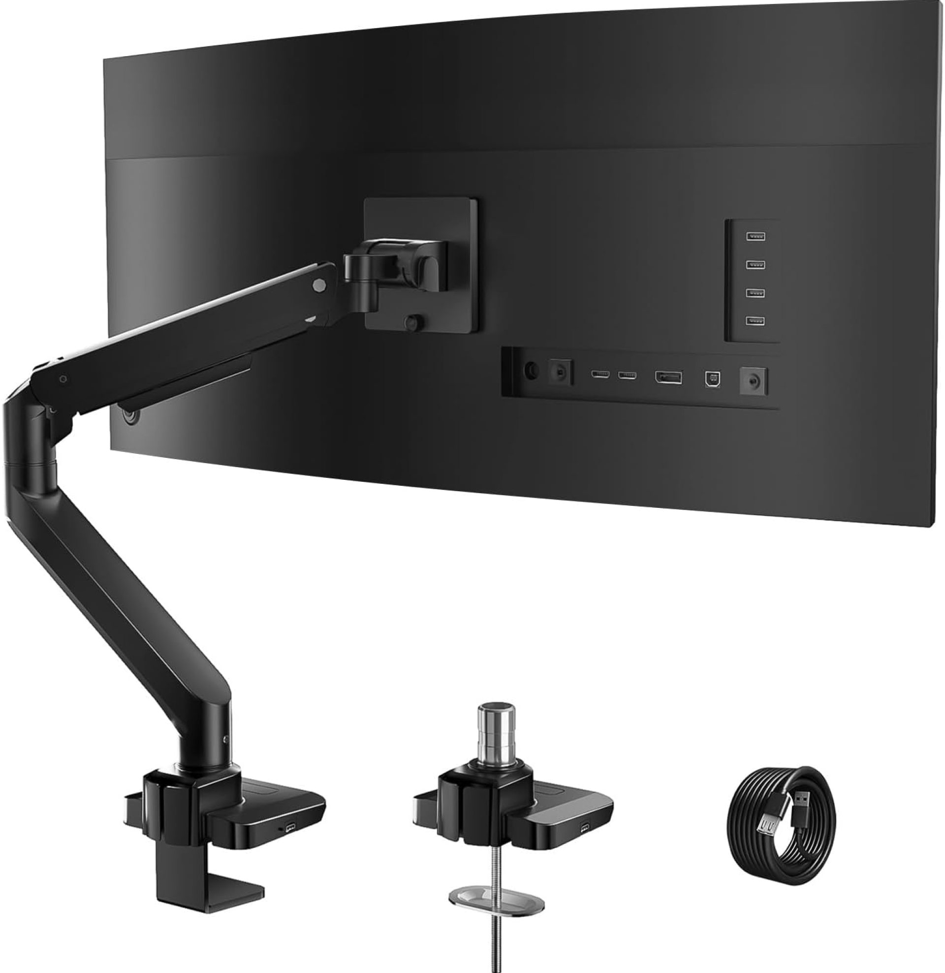 WALI Single Monitor Gas Spring Desk Mount, Heavy Duty Monitor Arm for Ultrawide Screen up to 49 inch, 44 lbs with USB. Fully Adjustable, Mounting Holes 75 and 100 (GSMU001XL), Black WALI Single Monitor Gas Spring Desk Mount, Heavy Duty Monitor Arm for Ultrawide Screen up to 49 inch, 44 lbs with USB. Fully Adjustable, Mounting Holes 75 and 100 (GSMU001XL), Black
