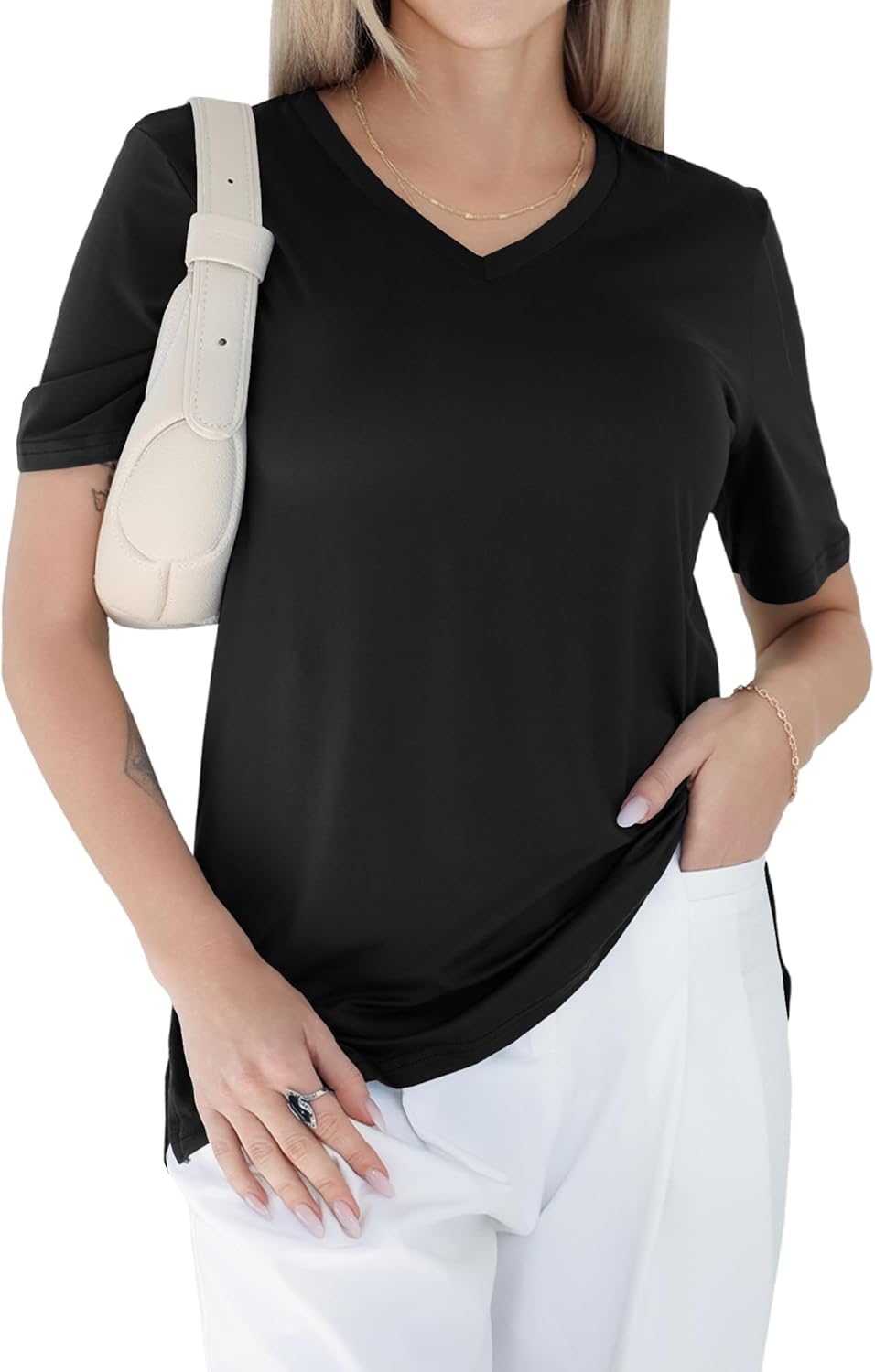 GAYHAY V Neck T Shirts for Women – Soft Short Sleeve Basic Tees Comfortable Spring Summer Casual Trendy Tops 2025 GAYHAY V Neck T Shirts for Women – Soft Short Sleeve Basic Tees Comfortable Spring Summer Casual Trendy Tops 2025