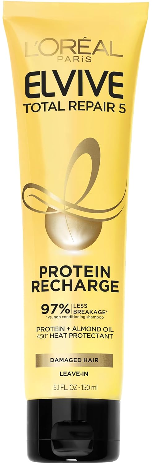 L’Oreal Paris Elvive Total Repair 5 Protein Recharge Leave In Conditioner Treatment and Heat Protectant, 5.1 Ounce L’Oreal Paris Elvive Total Repair 5 Protein Recharge Leave In Conditioner Treatment and Heat Protectant, 5.1 Ounce