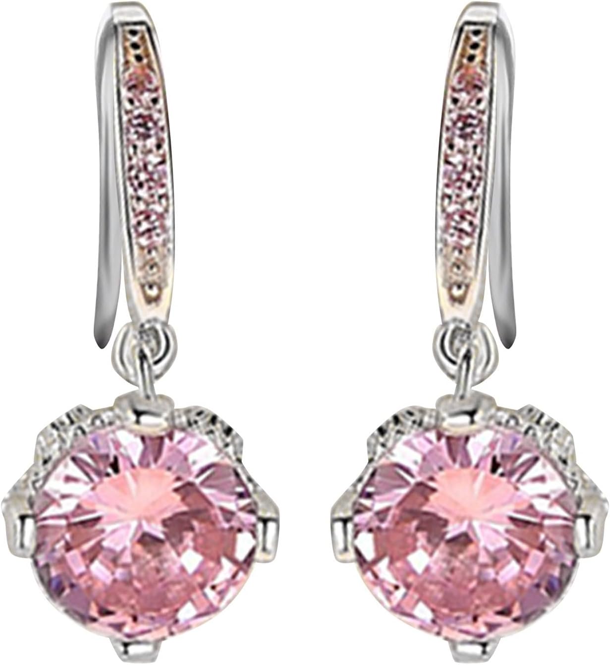 Sterling Silver Dangle Drop Earrings for Women Cubic Zirconia Small Round Square Halo Drop Earring Jewelry for Wedding Bridal Sterling Silver Dangle Drop Earrings for Women Cubic Zirconia Small Round Square Halo Drop Earring Jewelry for Wedding Bridal