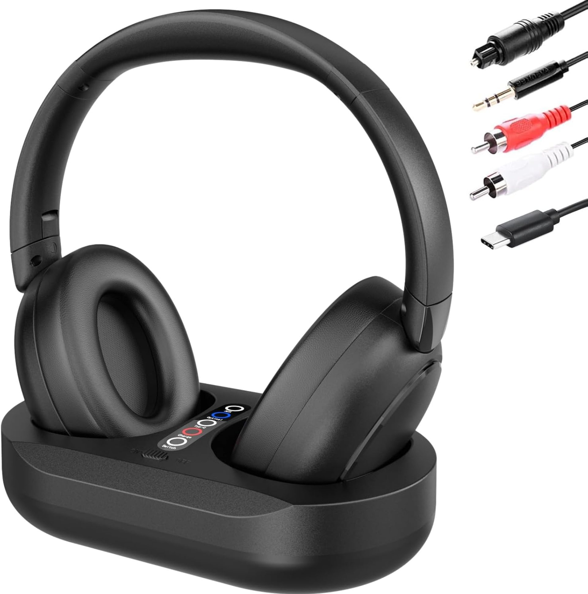 Wireless Headphones for TV Watching with Charging Dock, Easy Setup & Comfortable Fit for Seniors, No Audio Delay Blutooth Headphones Headset (Black) Wireless Headphones for TV Watching with Charging Dock, Easy Setup & Comfortable Fit for Seniors, No Audio Delay Blutooth Headphones Headset (Black)